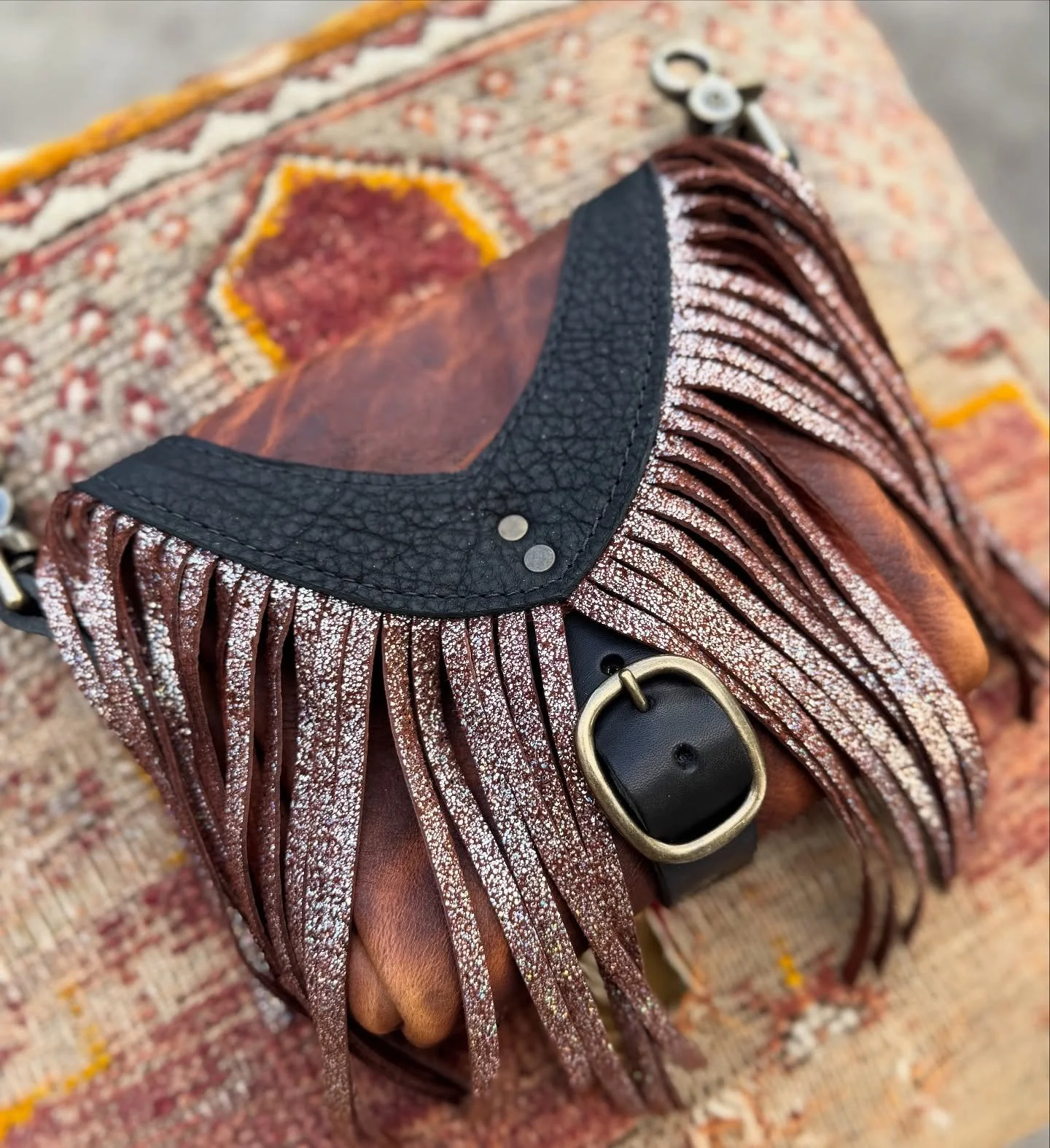 My favorite close ups of these new On The Road Hip Bags. The first one sold, two and three are still available. ❣️ Ready To Ship collection.
