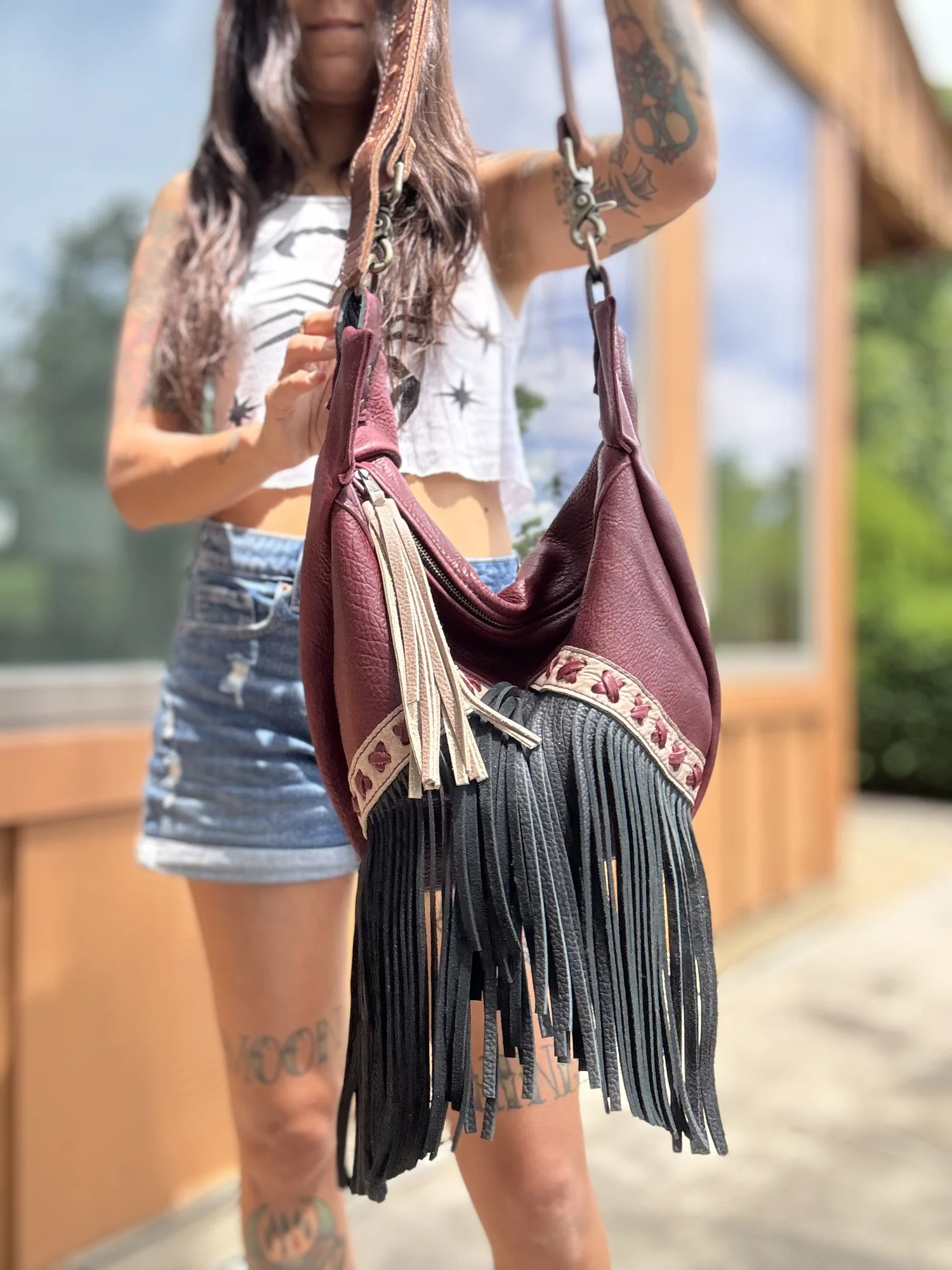 Design A XL Half Moon Shoulder and Crossbody Bag - American 