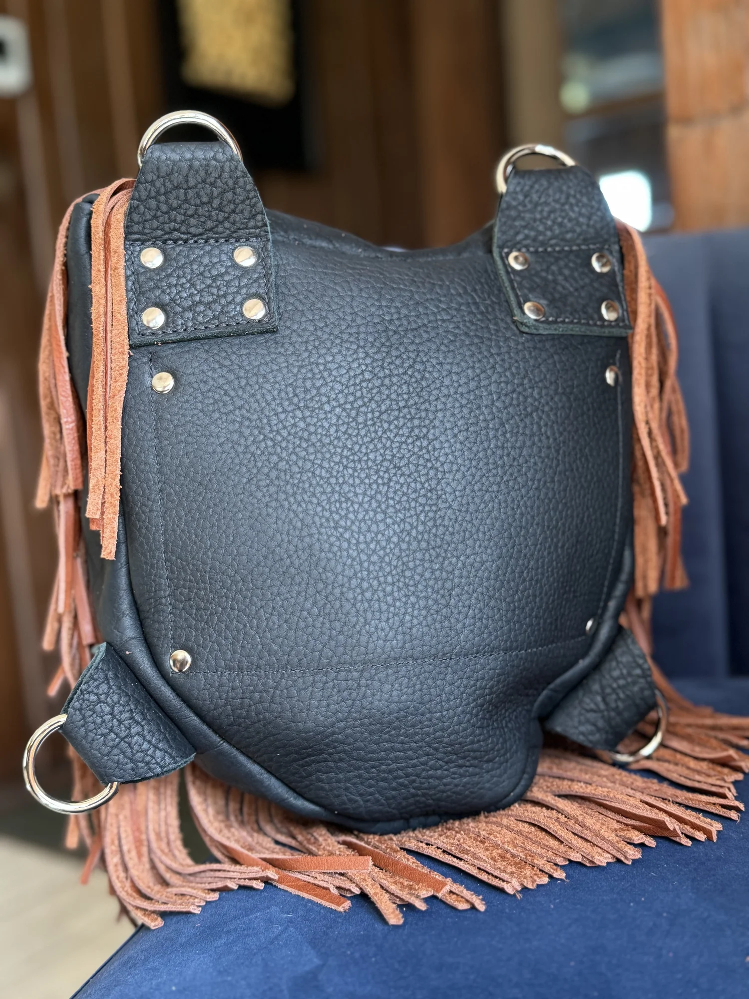 Double Fringe Convertible Backpack! Backpack - Fringeless – Vintage Boho Bags main image 3