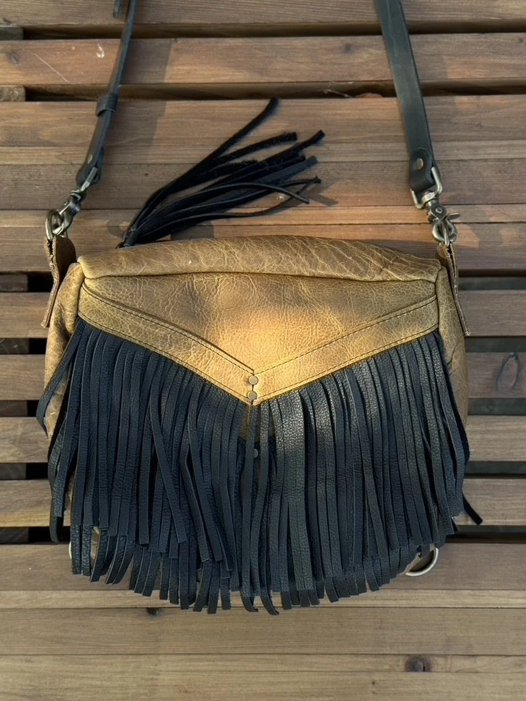 Birdtrouble 100% leather Mini Melissa purple&black pebbled bison fringe backpack Design Your Own Leather Mini Melissa Convertible Fringe Day  main image 4