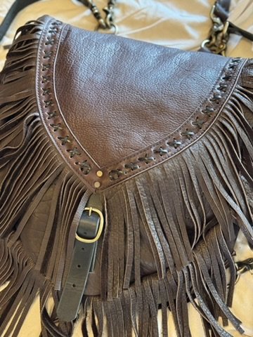 brown leather fringe backpack  Classic Rock Couture 9 W Note Free Spirit