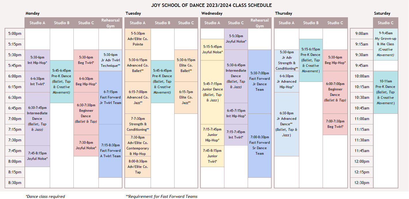 J-Motion Dance Academy — Schedule