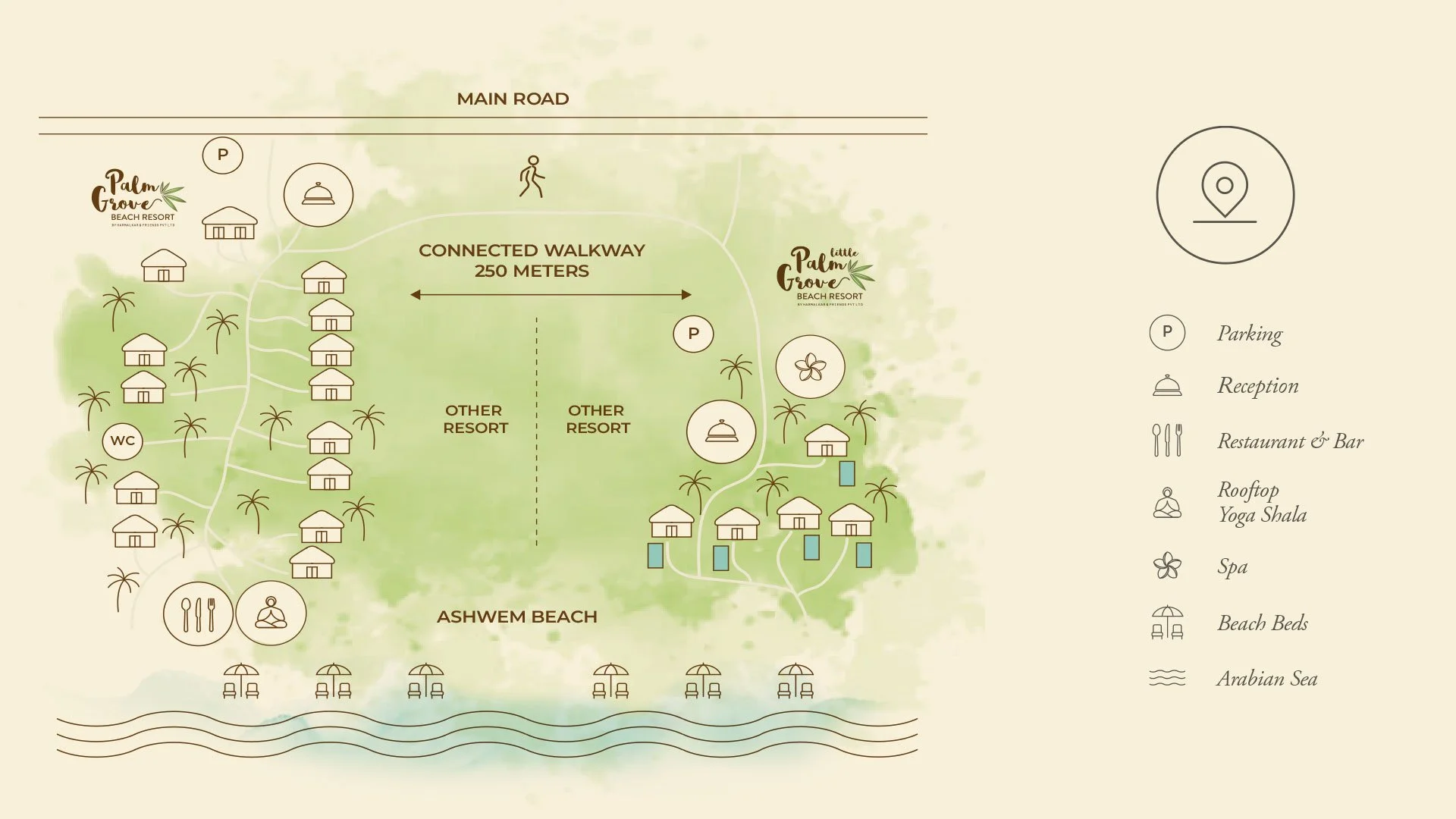palm grove beach resort map