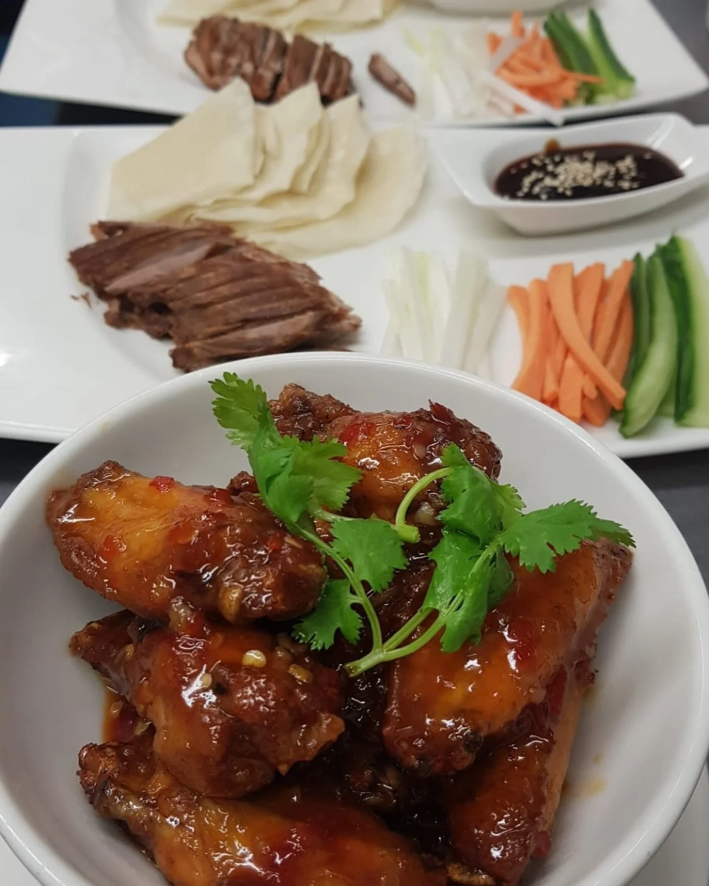Duck pancakes or Sticky Chicken Wings?