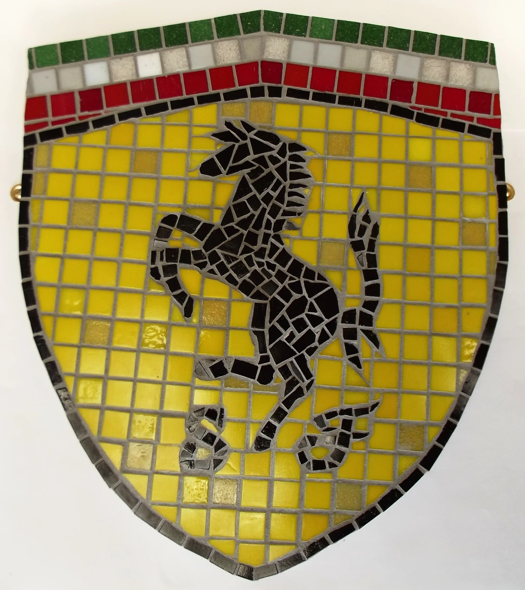 “Ferrari” badge. Vitreous glass on board. Approx. 15-1/2 ins. x 17-1/4 ins. FOR SALE please go to Contact page.