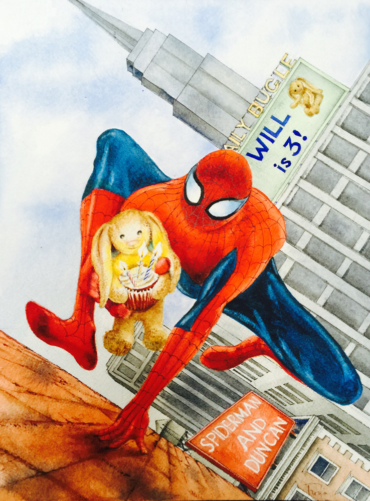Spiderman & Rabbit commissioned for a 3rd birthday