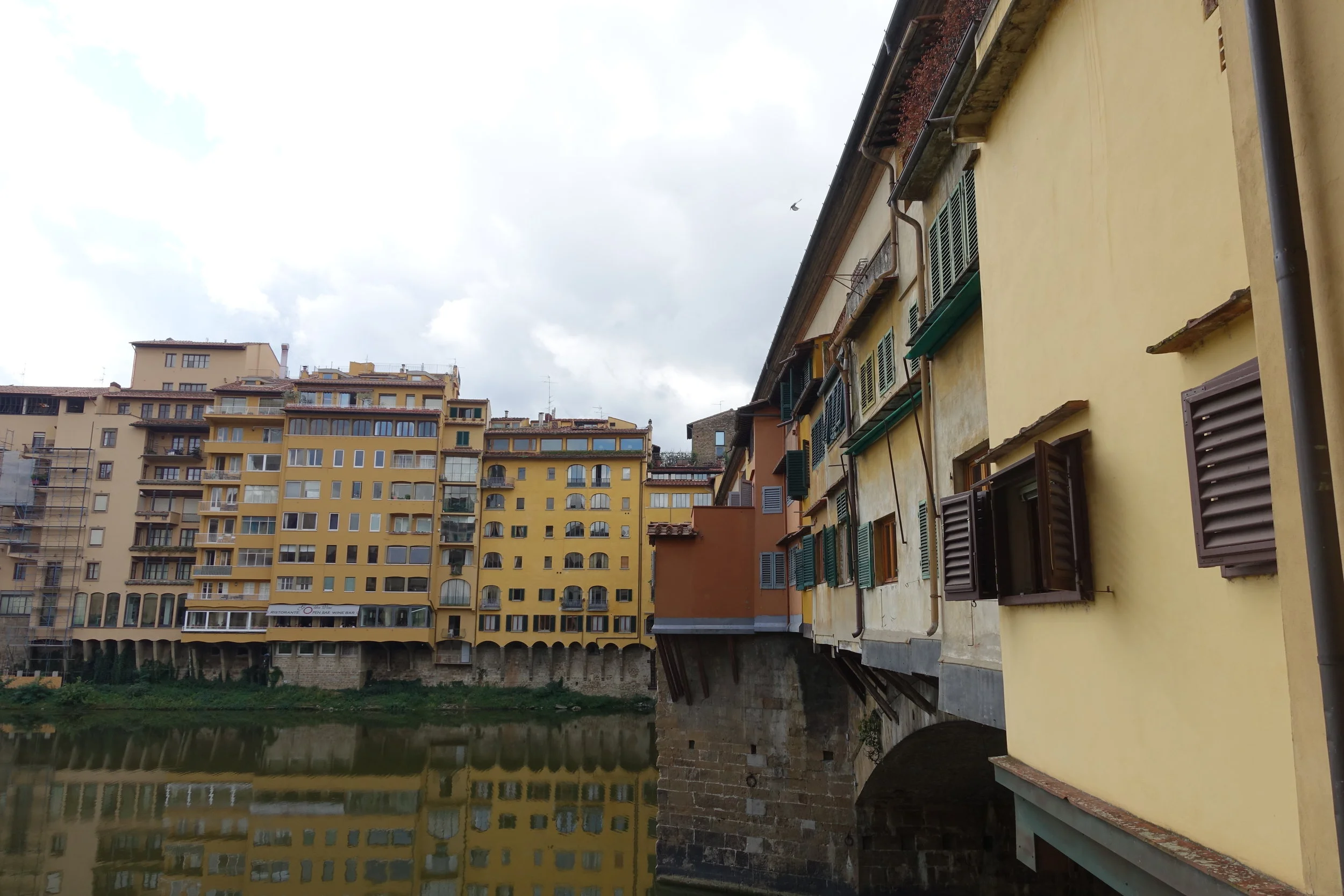 Ponte Vecchio. I thought it would be a nightmare, but this bridge that is lined with shops that sell gold was actually really quite cool. The stores are tiny and look quite personal and luxurious even though it's an old bridge and there are a tonne …