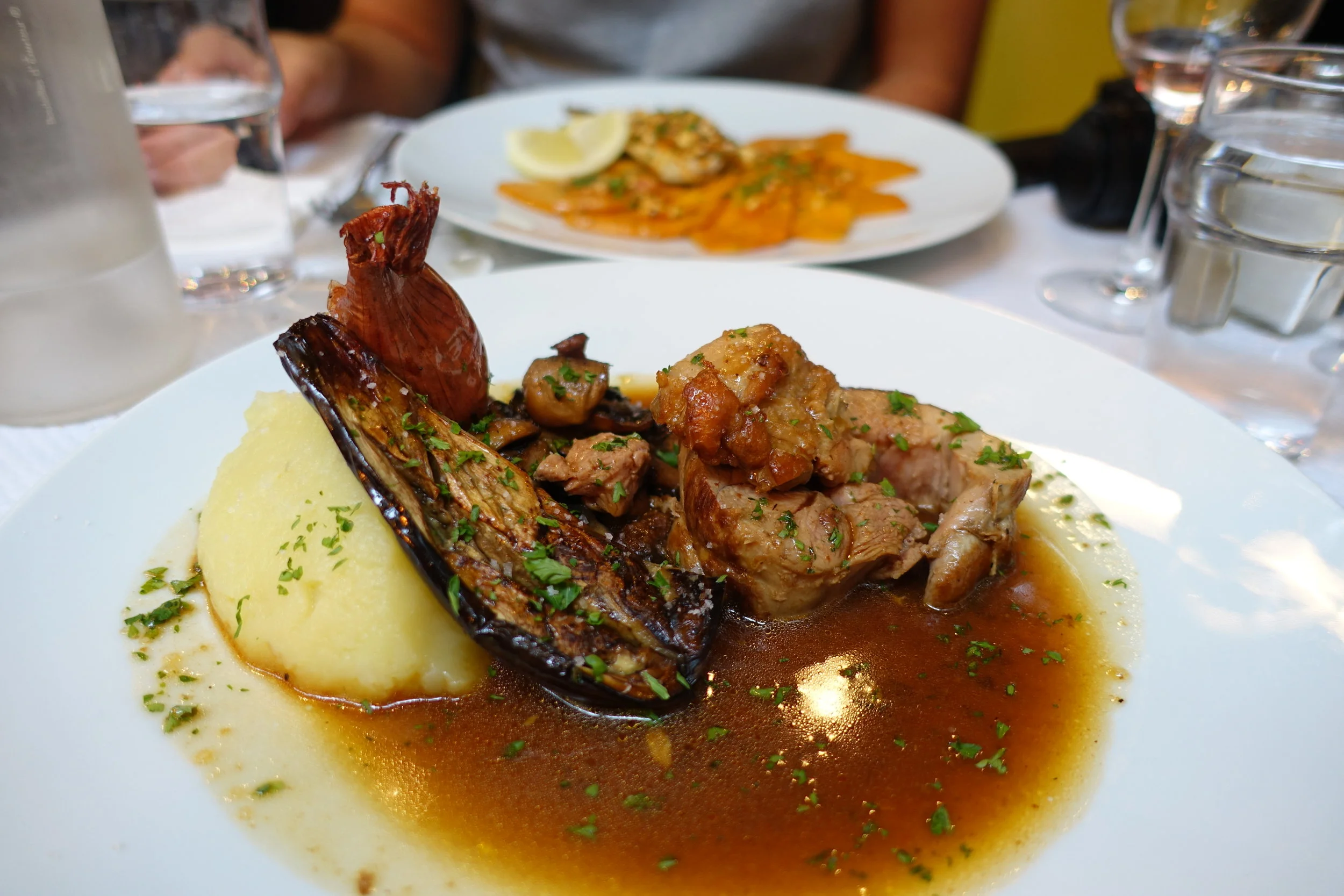 Roast lamb with mash, mushrooms and eggplant. Also, let me just say that mash potato is one of the best things in this world. I've met a few people on this trip who don't like it. I don't understand. What's not to like?!?! Seriously, if you don't li…