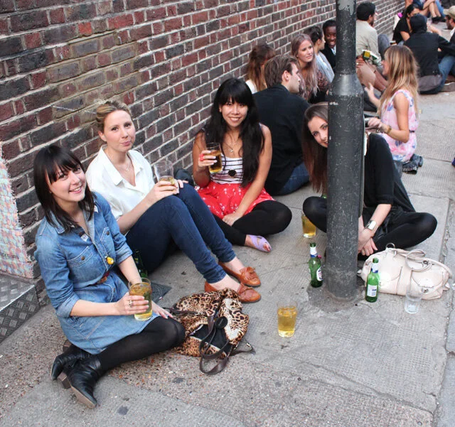 Drinking in the gutter. Classy.