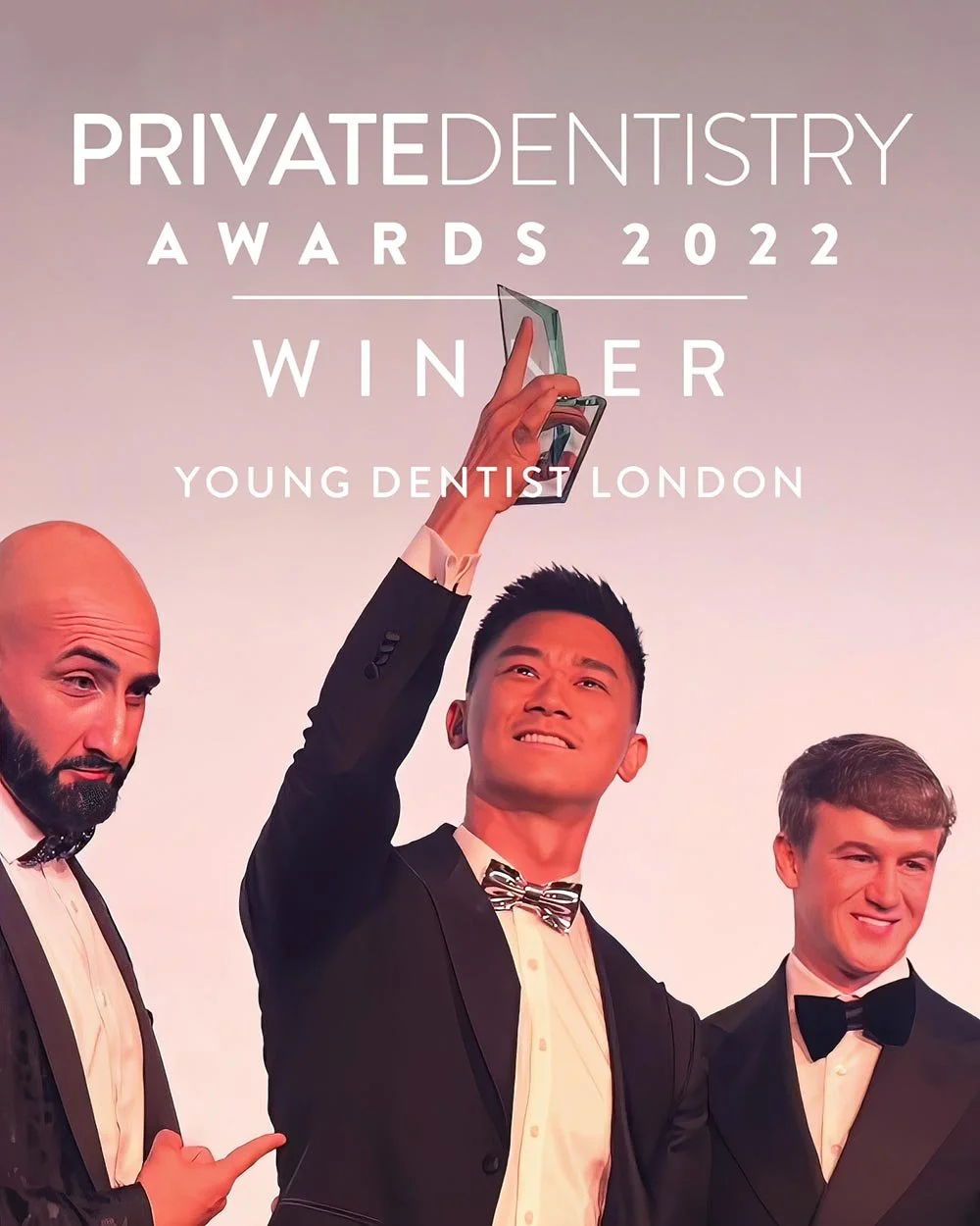 Dr Edward Li receiving Best Young Dentist London 2022 at Private Dentistry Awards