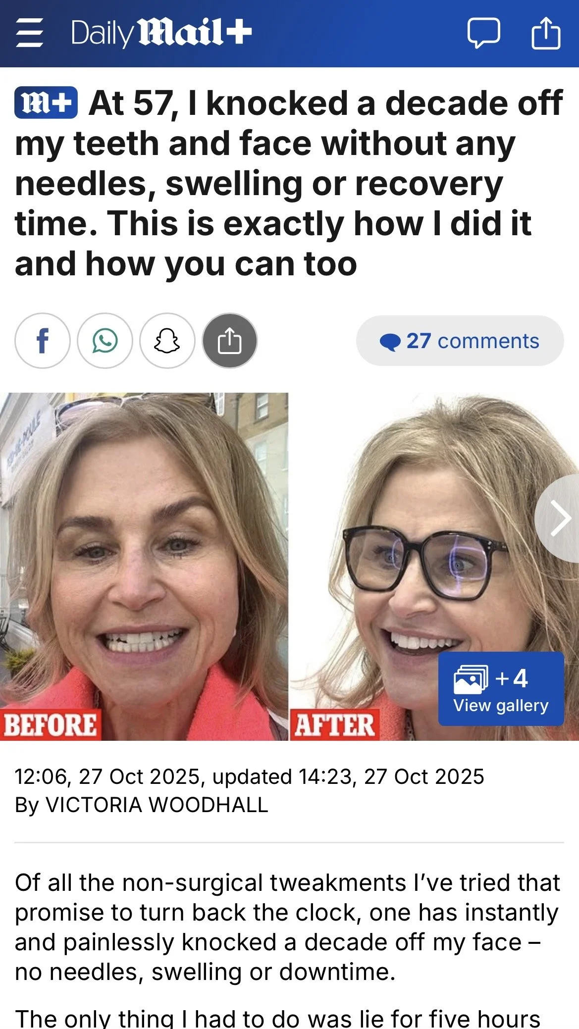 Victoria Woodhall writing for the Daily Mail about Composite Contouring with Dr. Edward Li