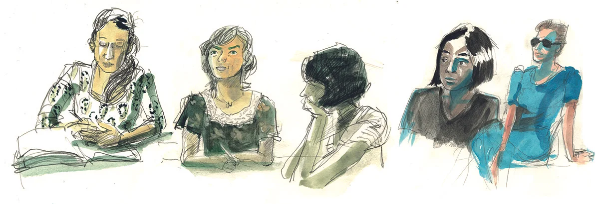 Portrait-Skizzen beim SPRING-Workshop in Bengalore, Indien, 2016