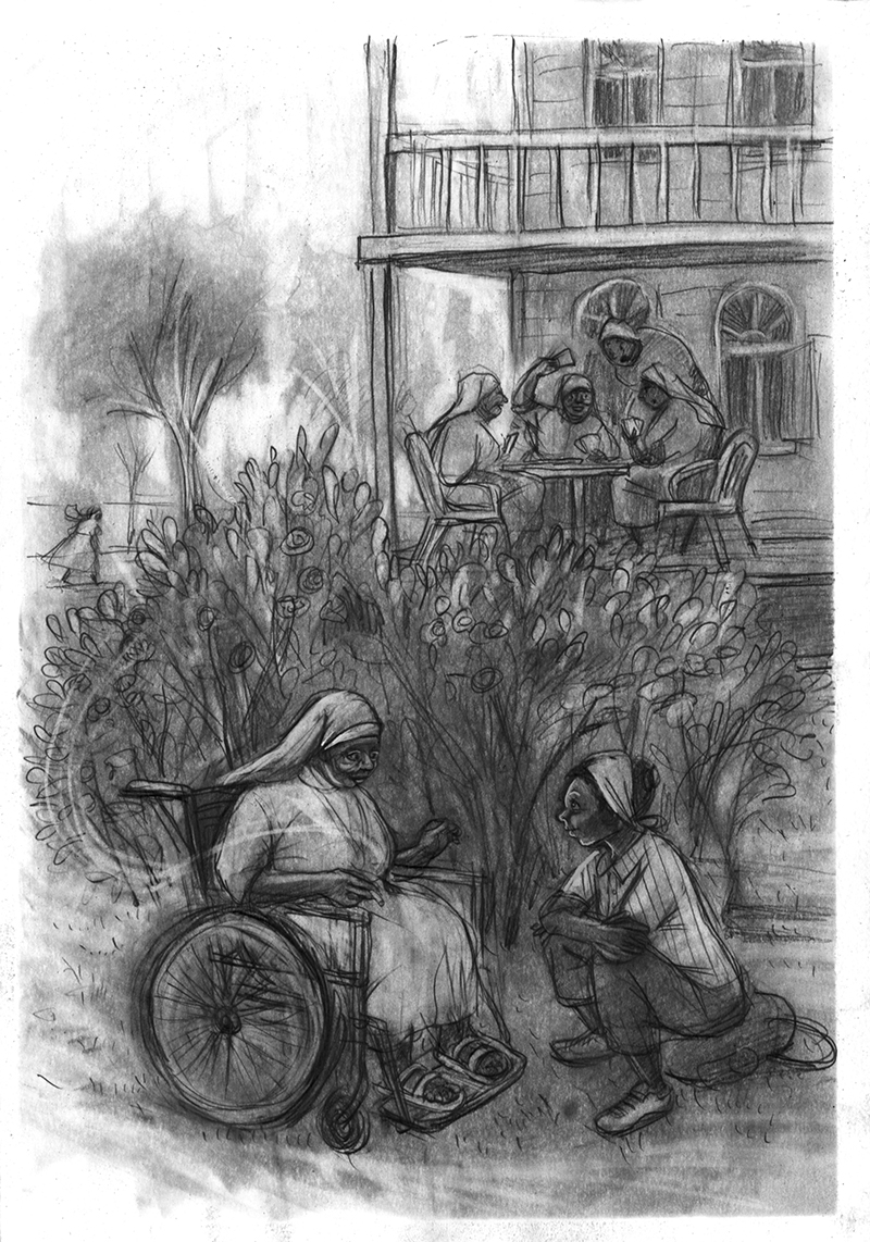 Illustration zu " Lady Happy und der Zauberer von Ukerewe " von Hermann Schulz, Aladin Verlag 2016