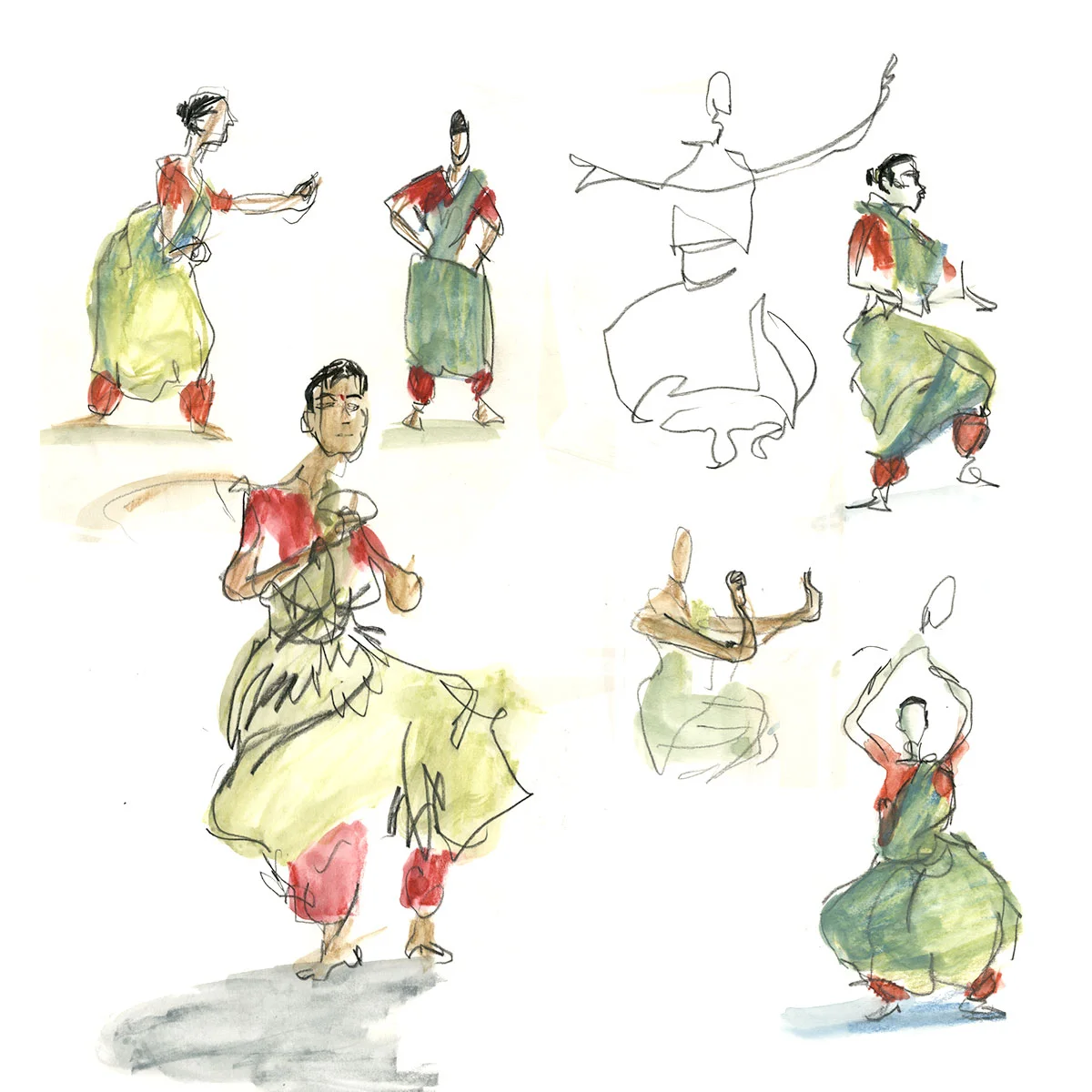 Sketches from India: Women dancers in Nrityagram, Bengalore, 2016