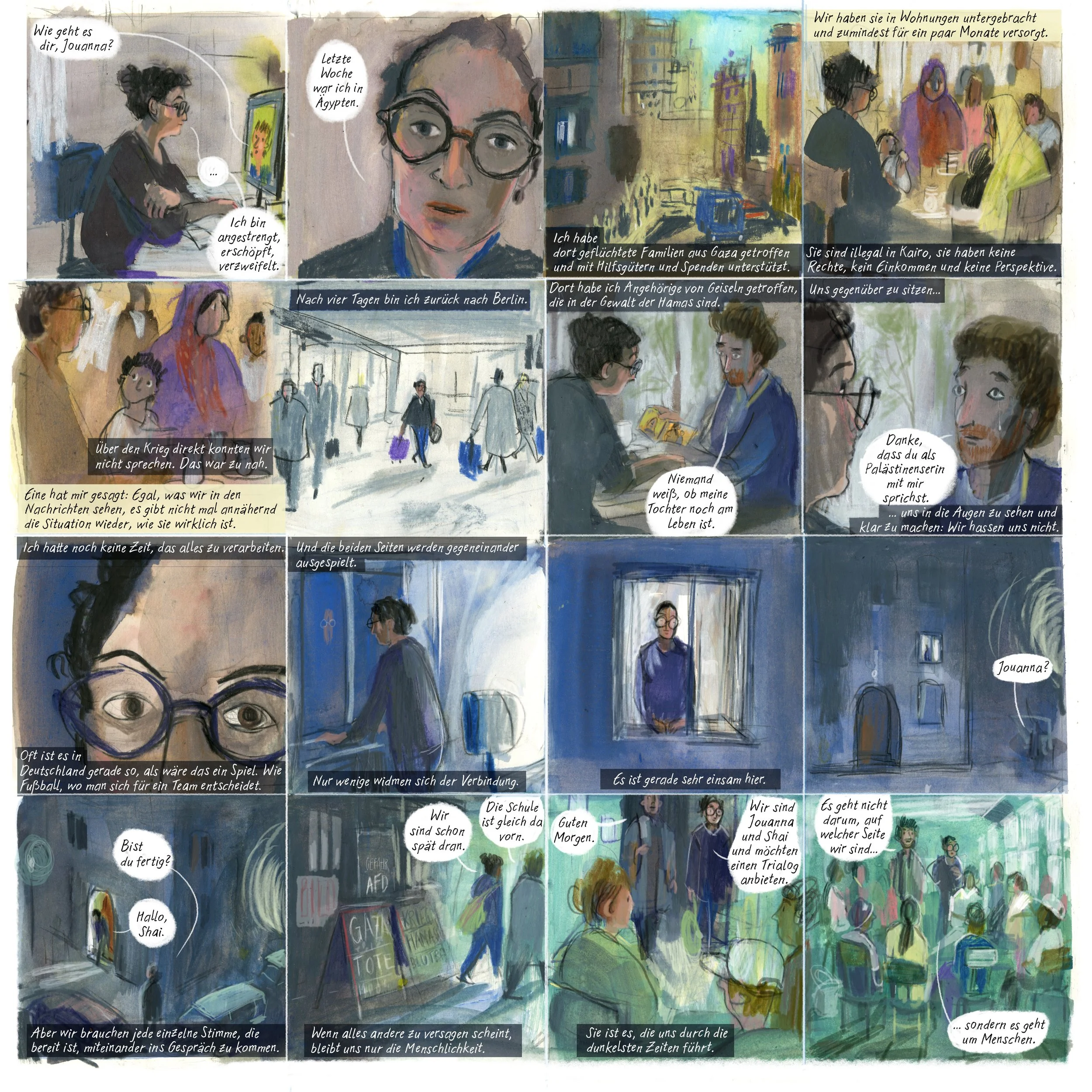 Comic-Interview mit Jounna Hassoun, Menschenrechtsaktivistin, Transaidency e.V.. Veröffentlicht am 15.7.2024