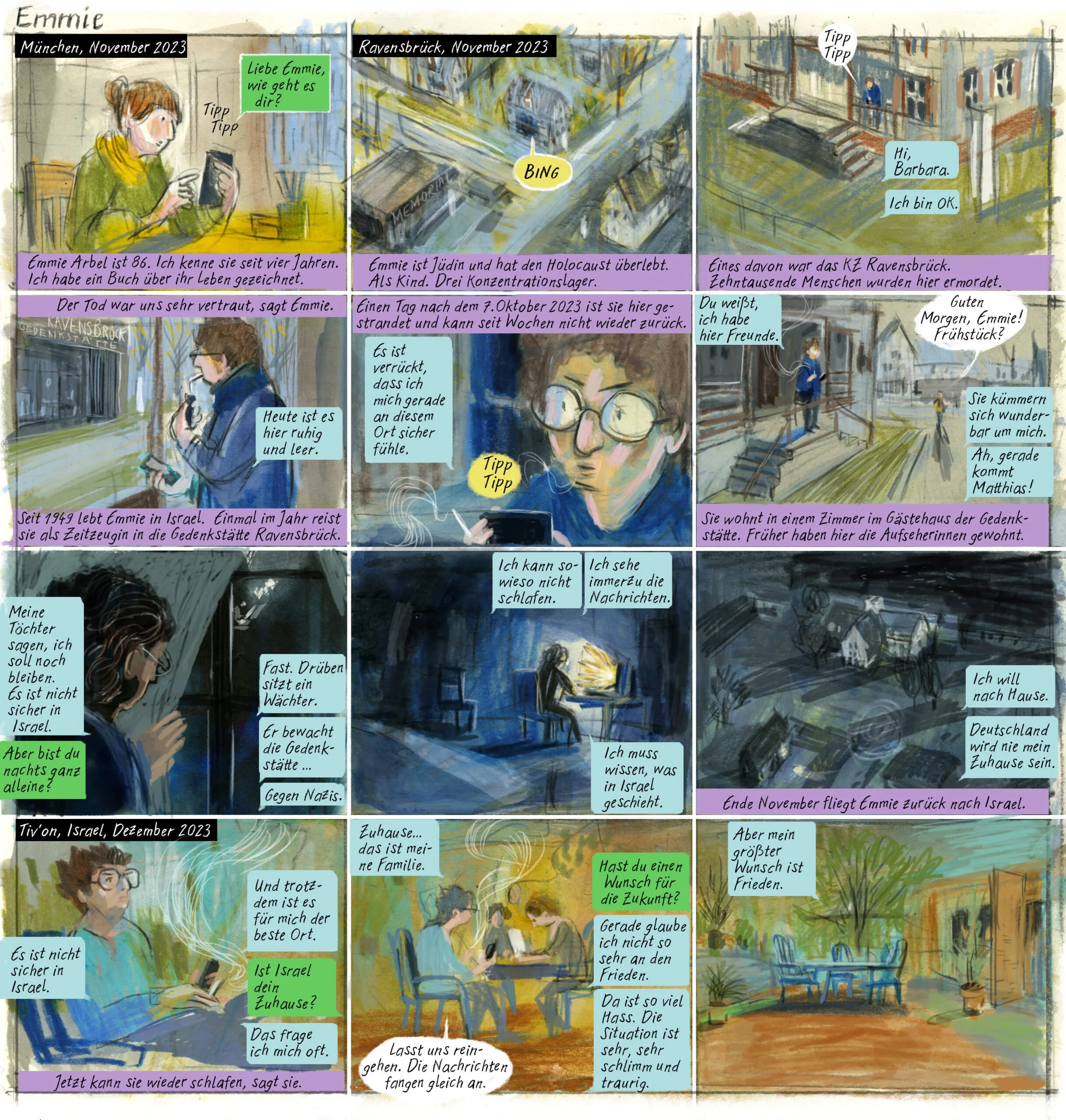 Comic-Interview mit Emmie Arbel, Zeitzeugin. Veröffentlicht am 4. Januar 2024