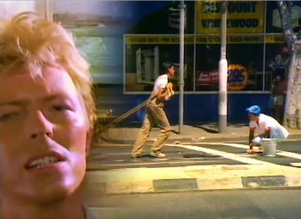 David Bowie in the Let's Dance video clip.