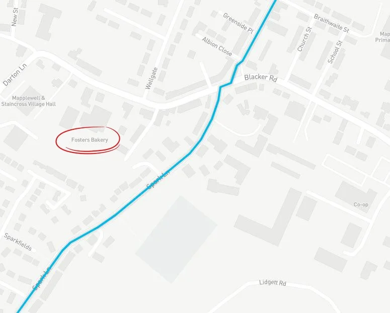 Fosters Bakery’s location in comparison to the men’s stage 2 race! (Taken from Tour de Yorkshire’s website ).