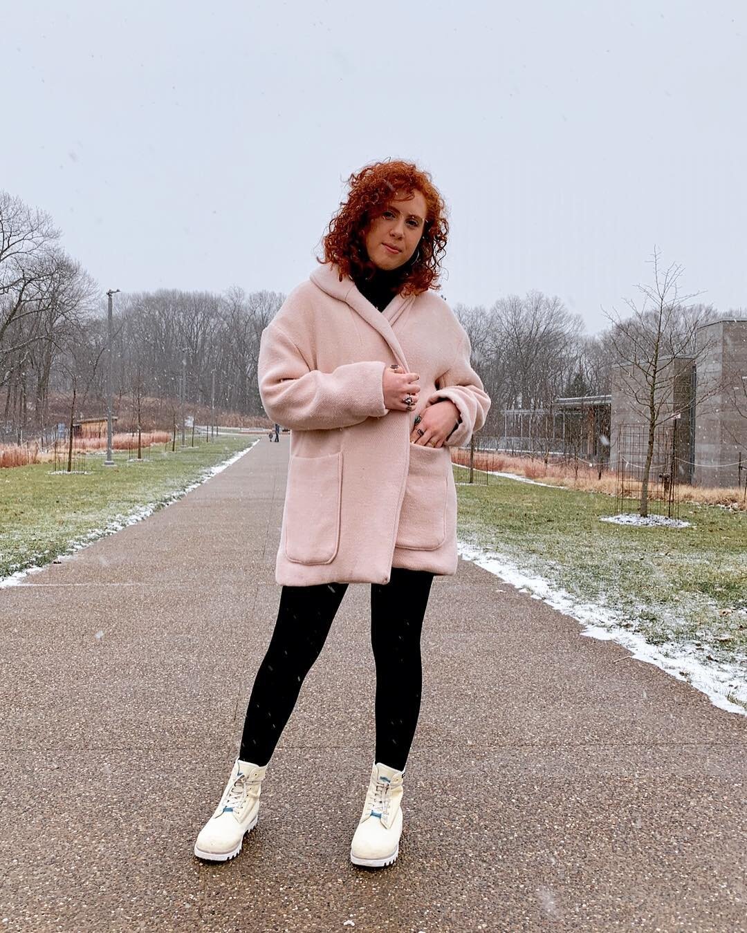 Keeping warm in my baby pink coat