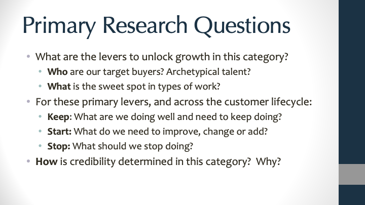 Primary research agenda questions