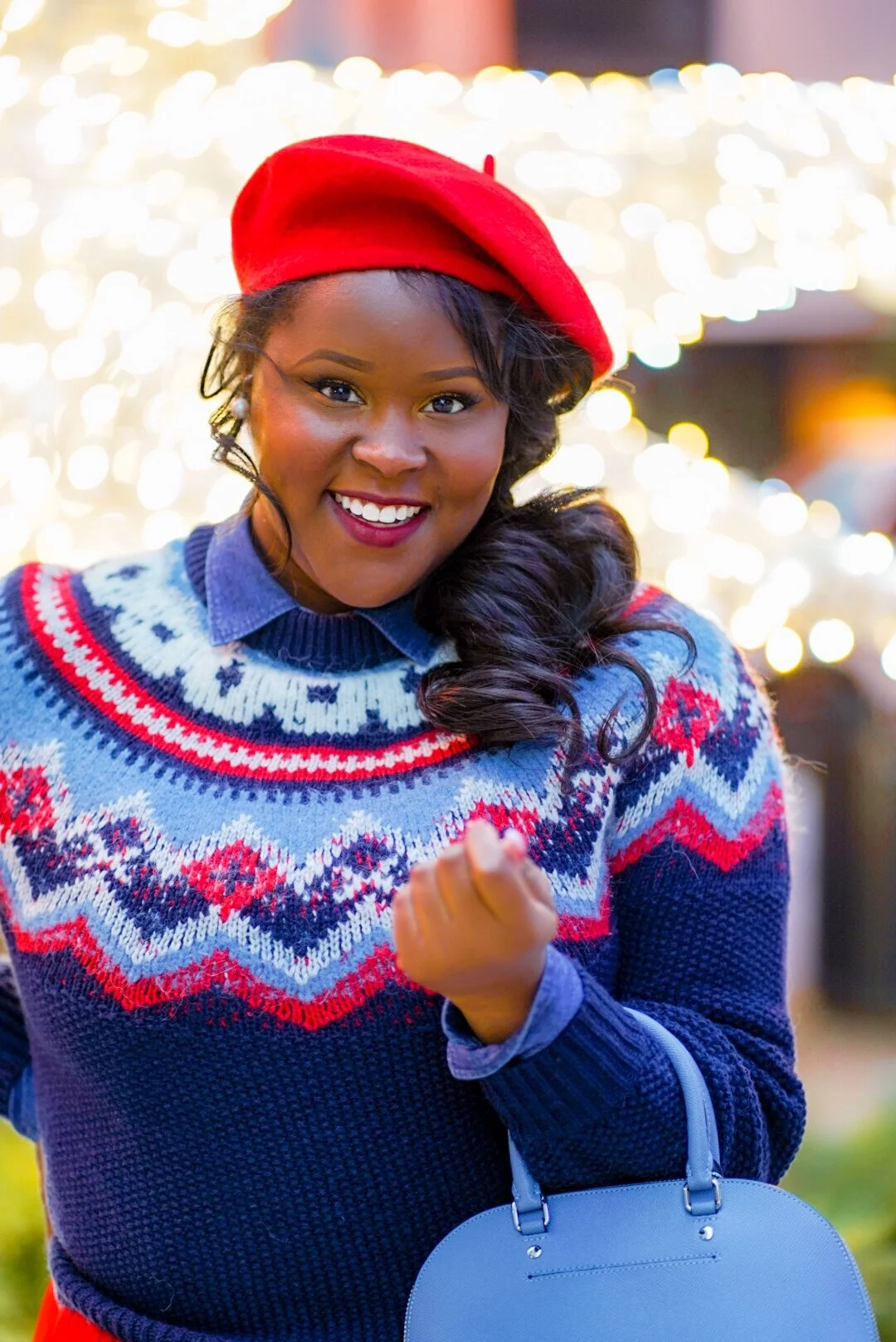 J Crew Zigzag Fair Isle SweaterCoach Outlet Purse (Old)Amazon Tulle Skirt (similar)Aldo Heels (Old)Amazon Beret