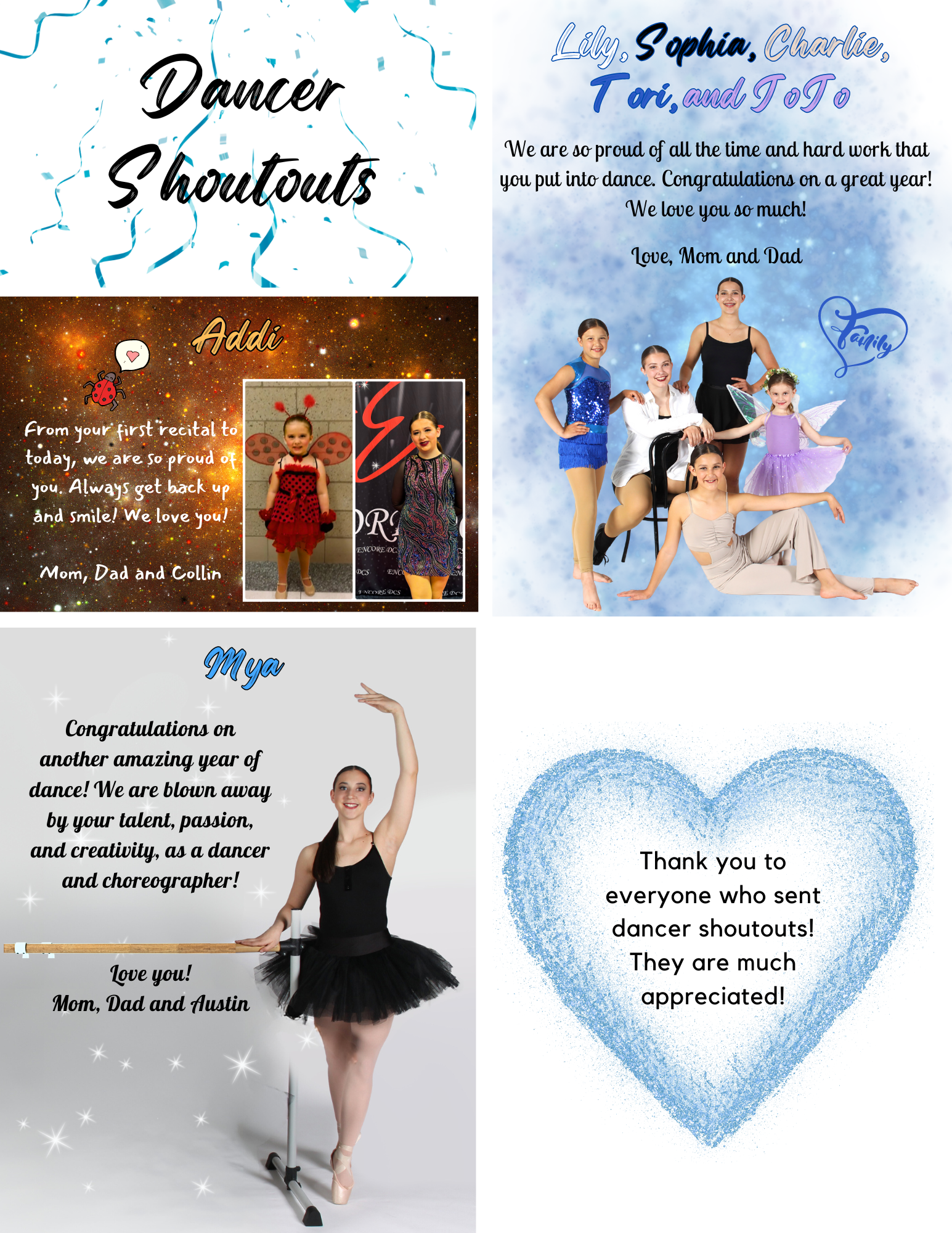 Dancer Shoutouts