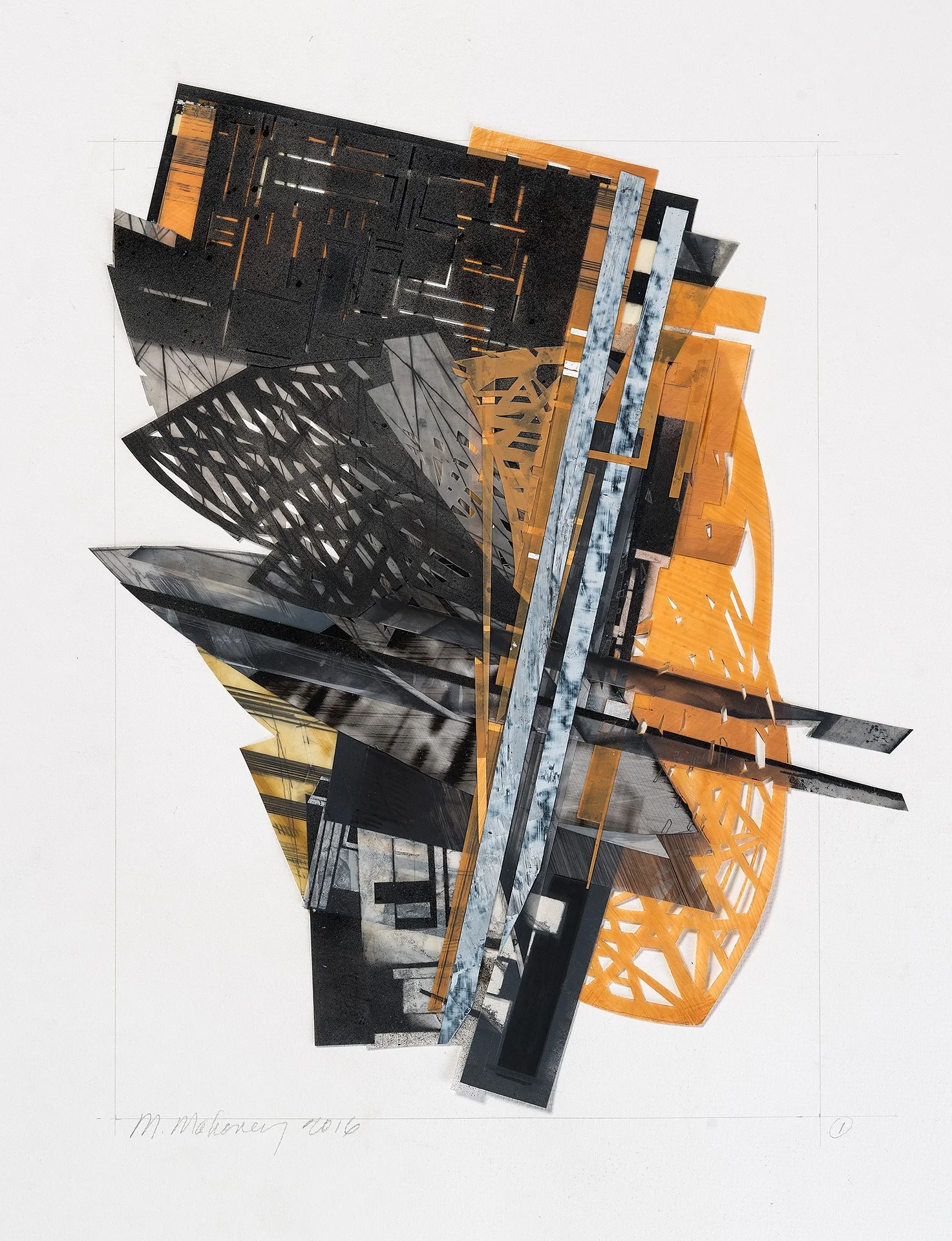   Building Block I   2016  15” x 12”  Graphite, acrylic, Mylar on paper 