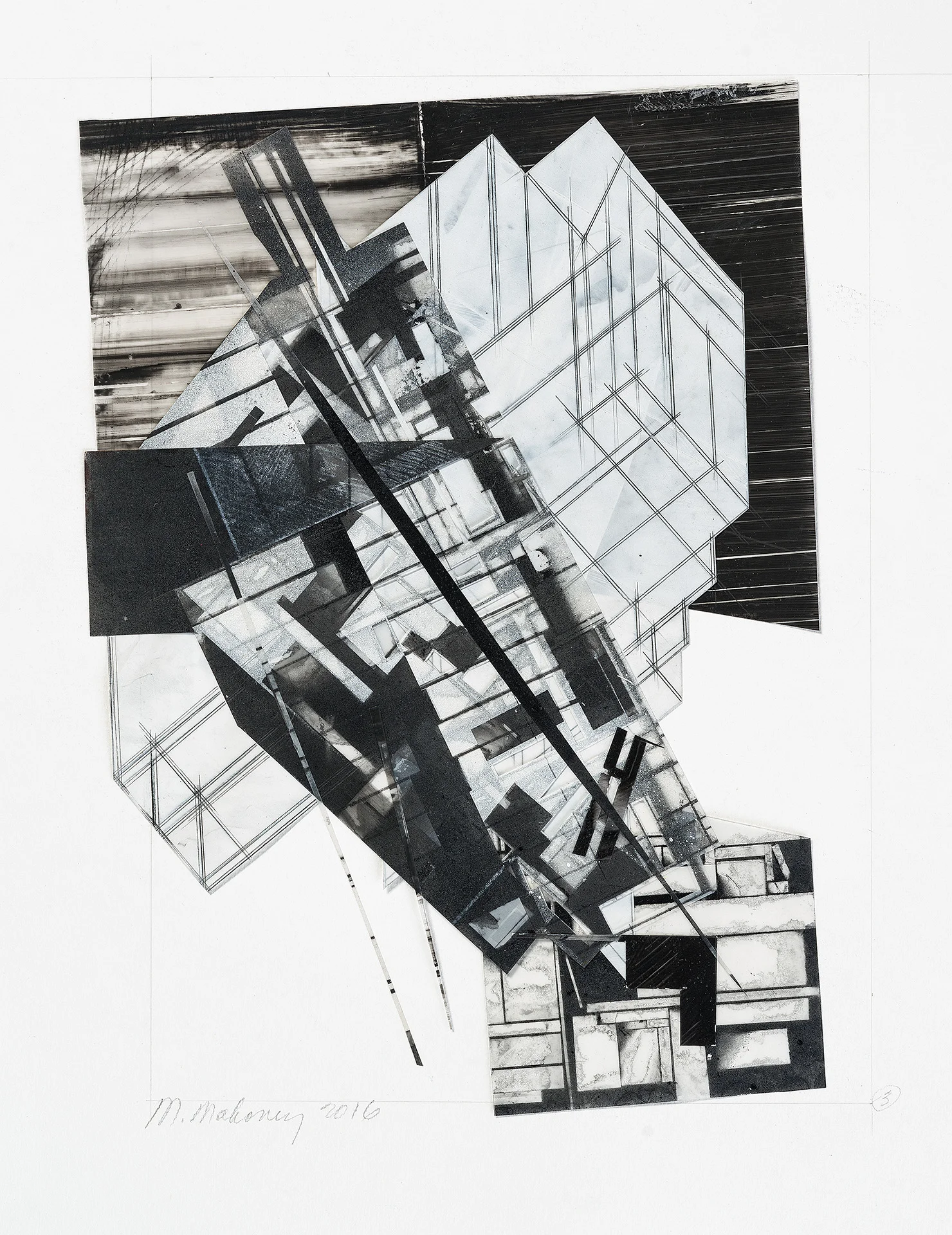   Building Block II   2016  15” x 12”  Graphite, acrylic, Mylar on paper 