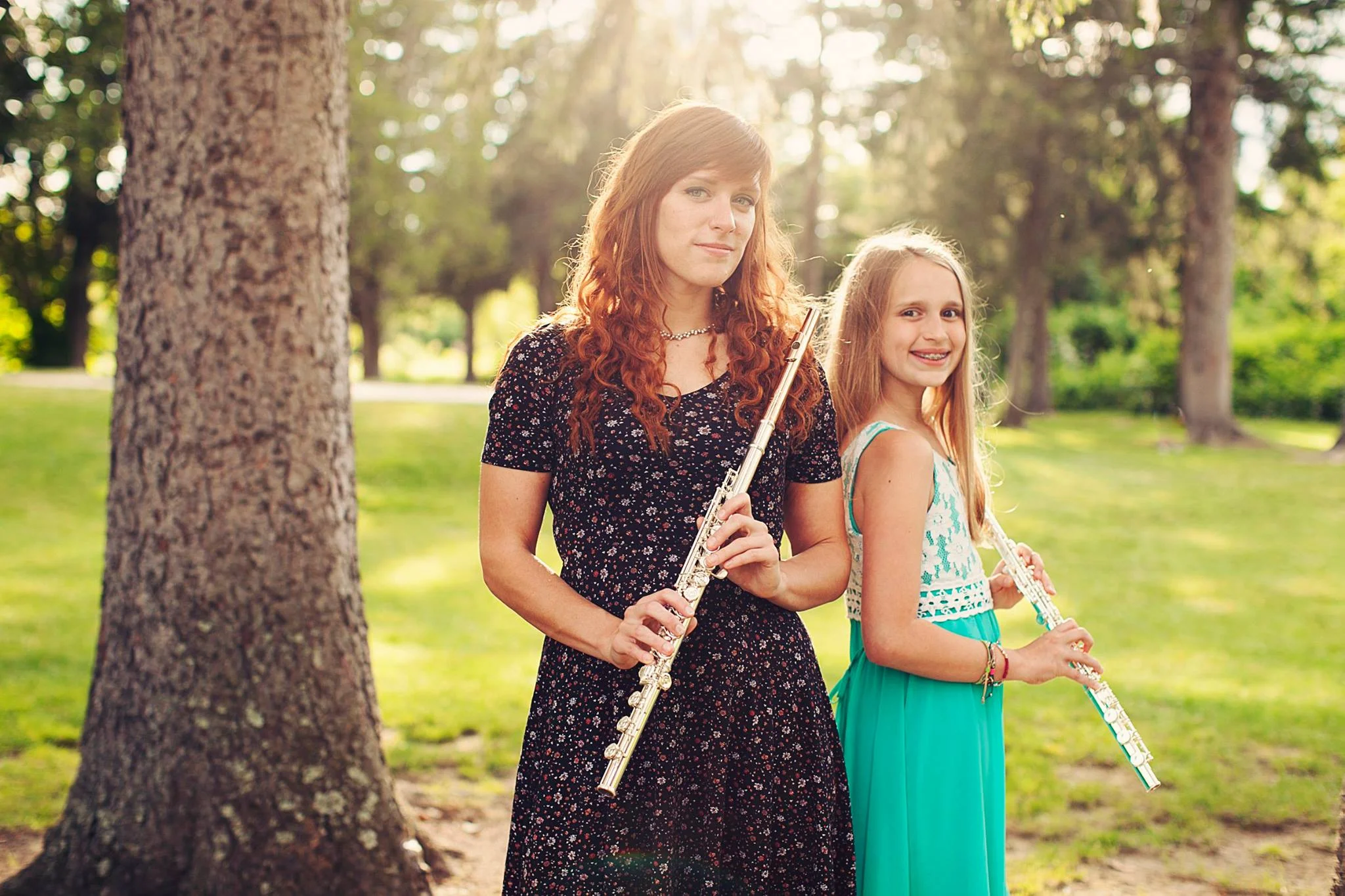 Flute instructor Amanda Basmaji with a young student at AB Music School in Merrimack, NH