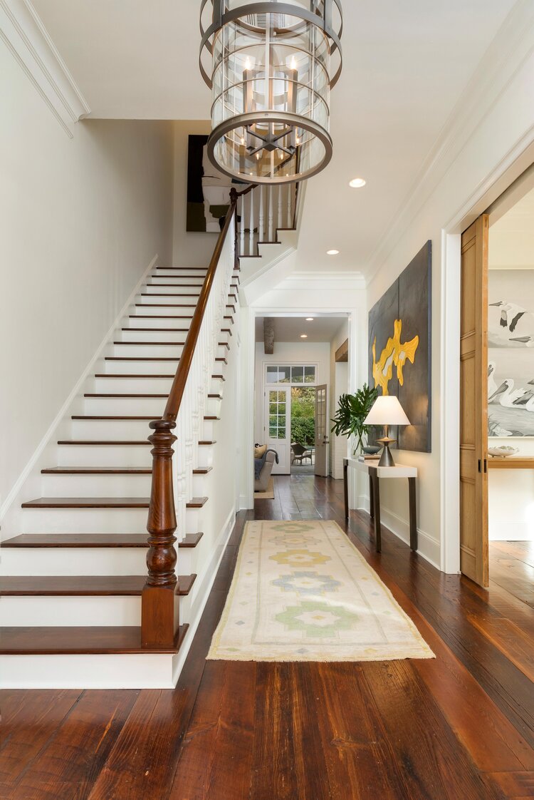 Foyer-newel post .jpg Colleen Waguespack Interiors