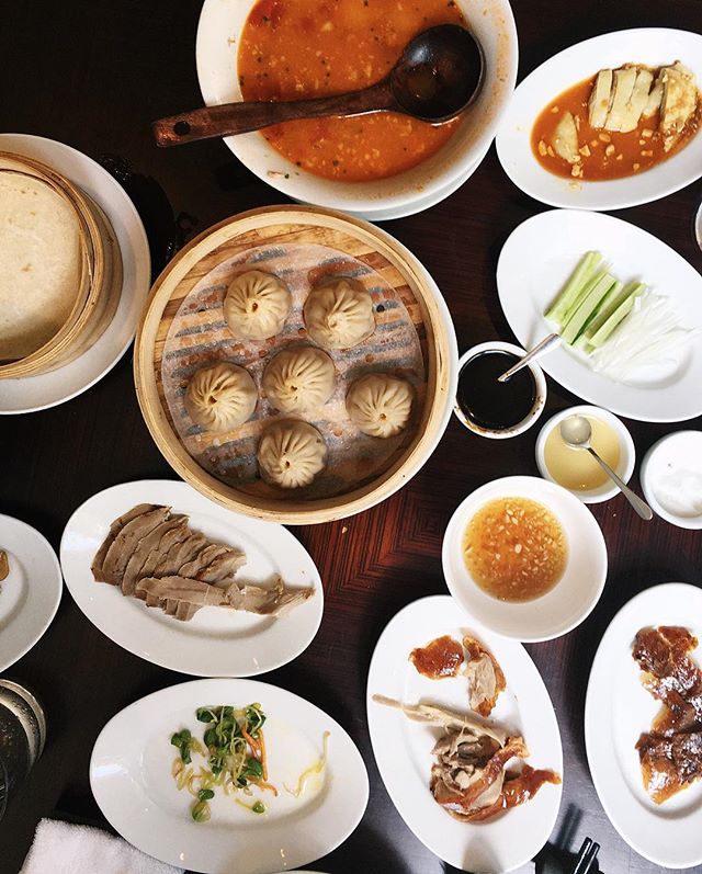 A tale of two cities: roast duck meets soup dumplings.