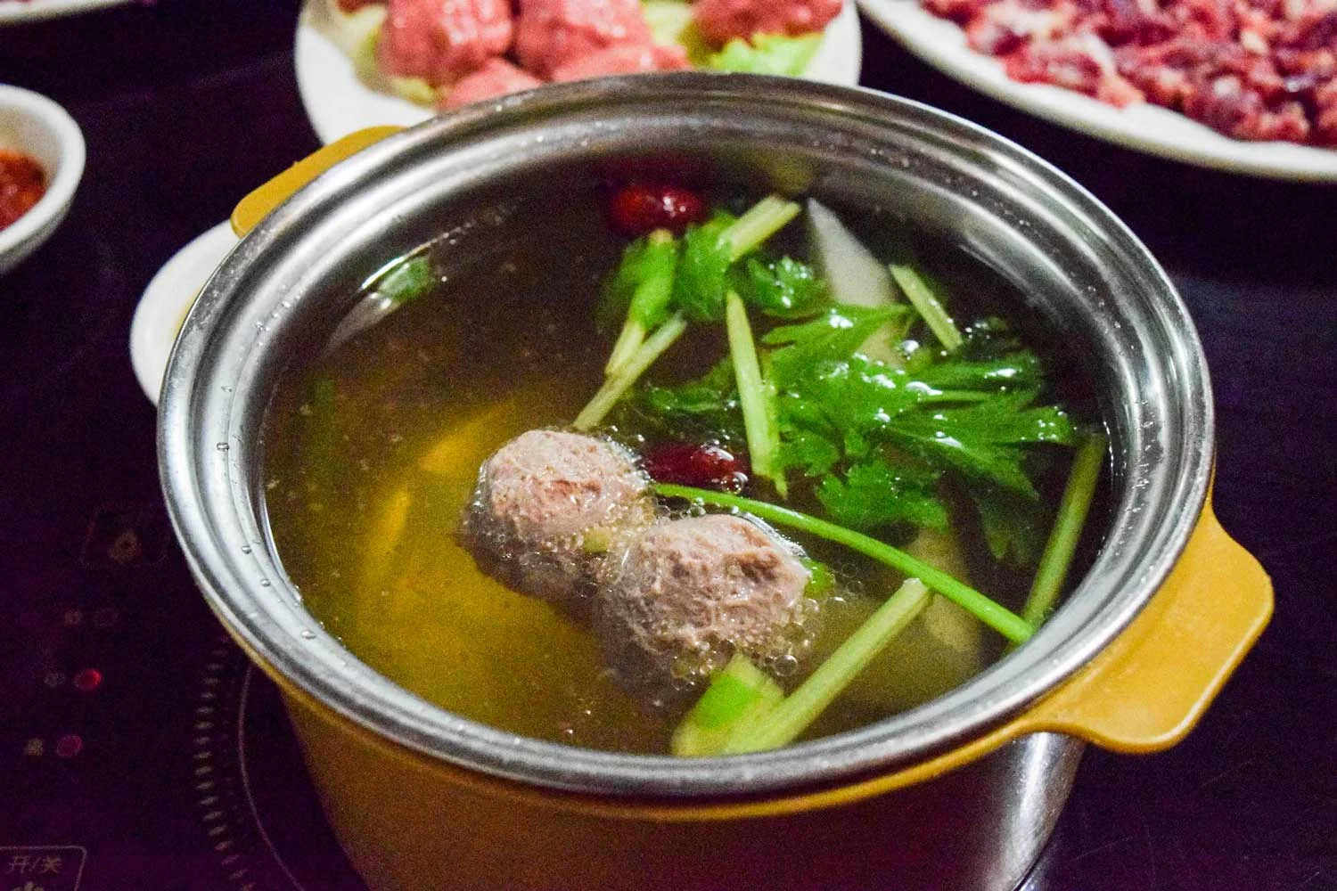Teoswa beef hotpot broth is cleanly flavored, with few spices added