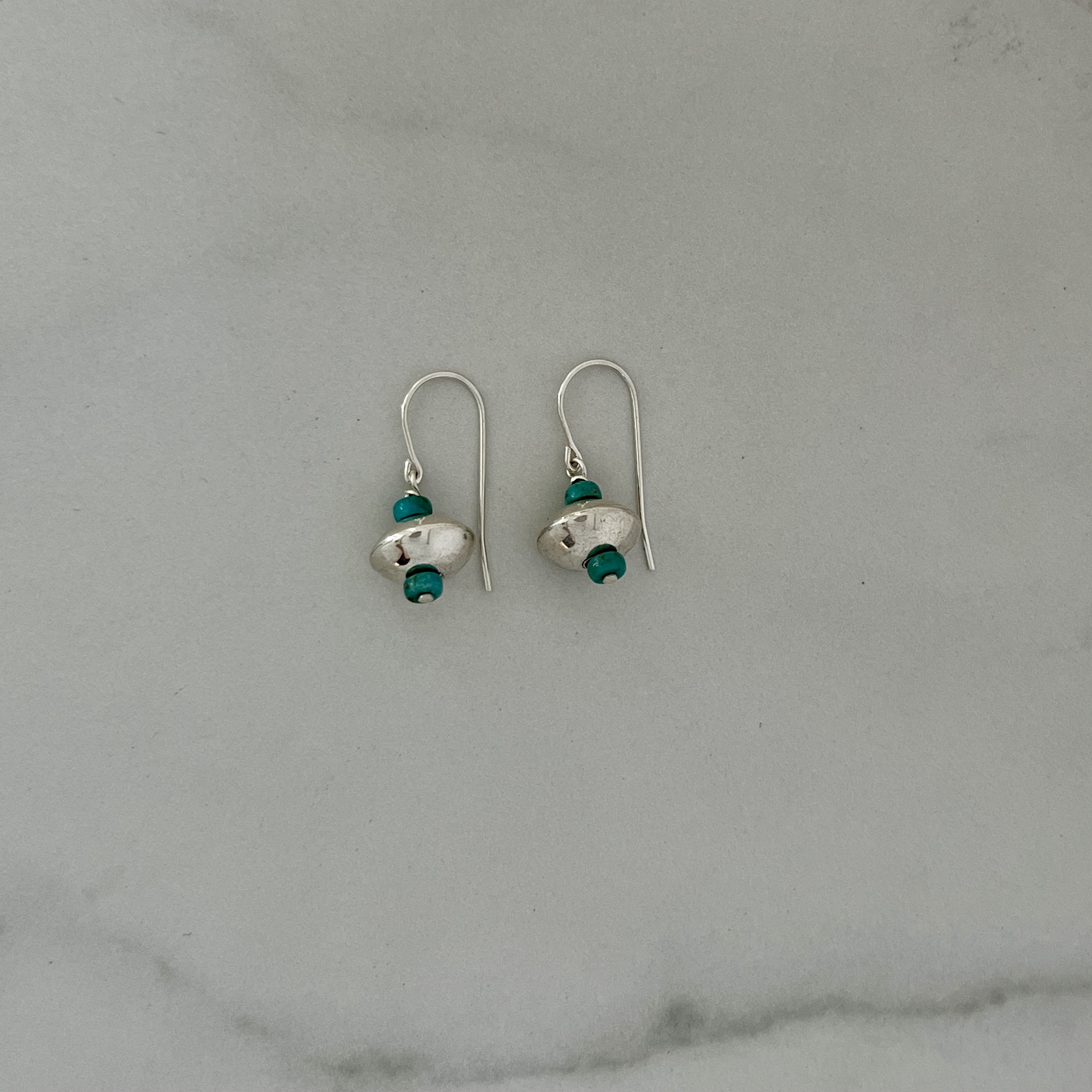 Mini Navajo Pearls with Kingman Turquoise Earrings