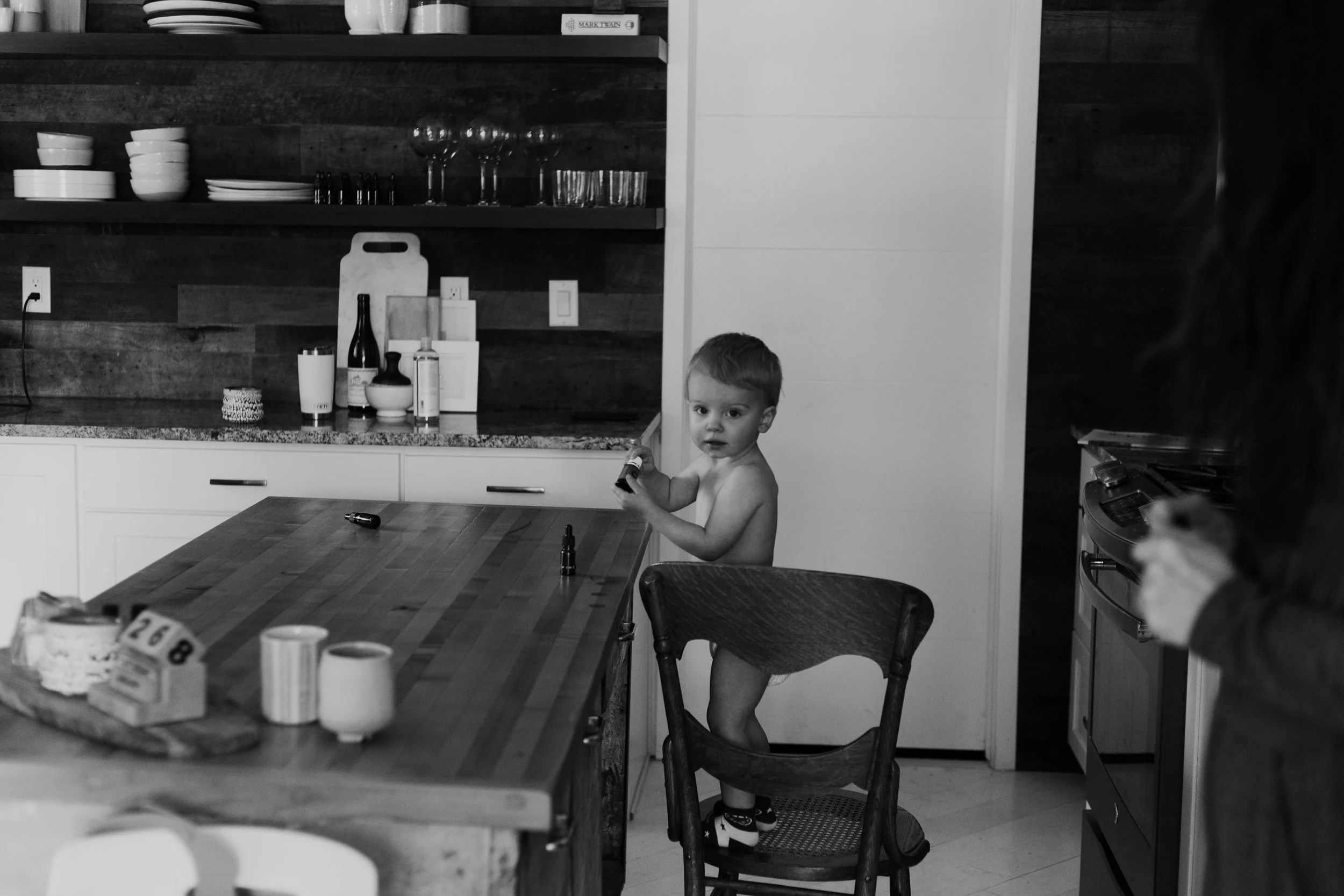 Amos plays with my oils all day. I love letting him enjoy the things we enjoy in his own way.