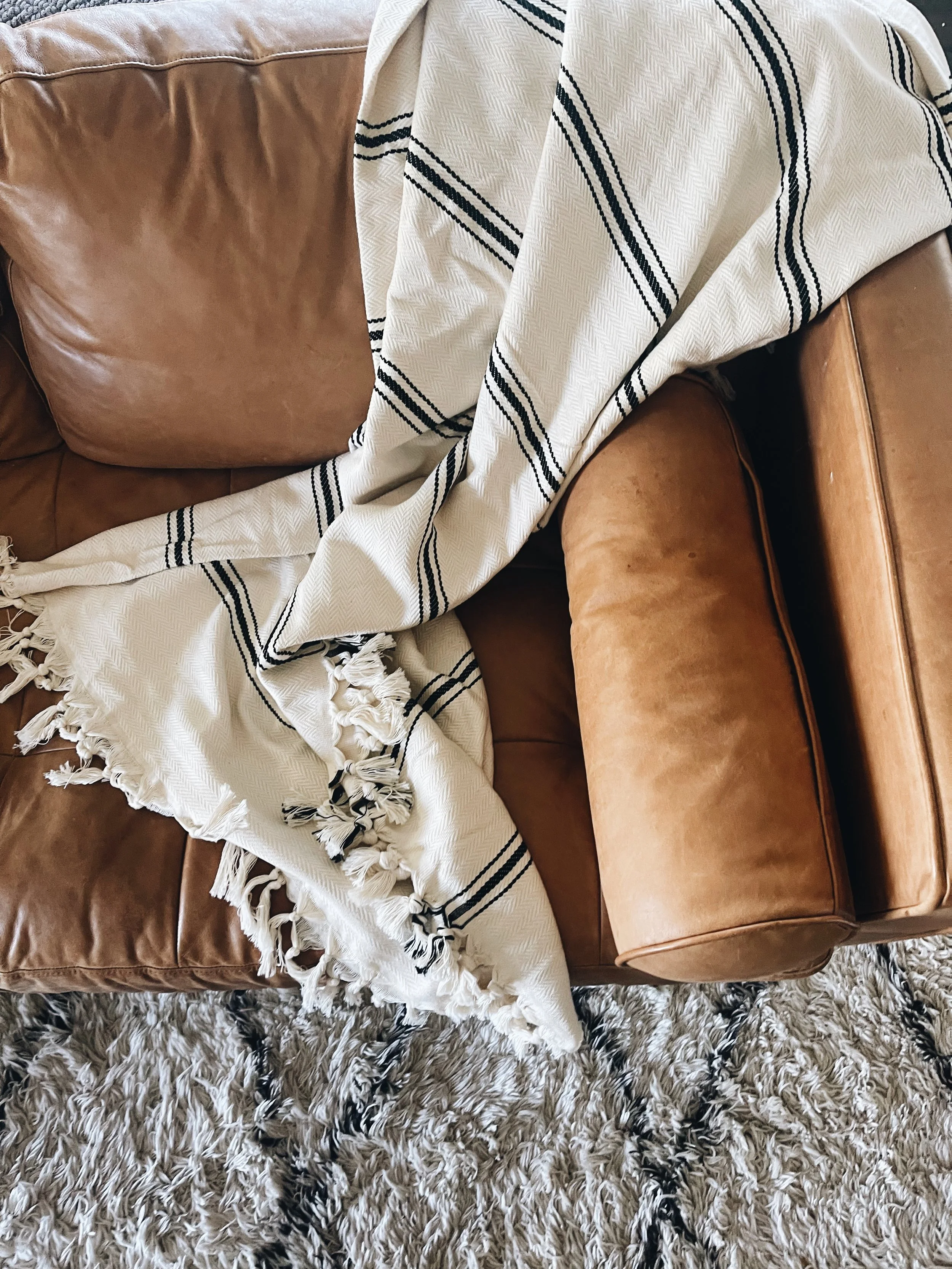 Cream and White Stripe | Queen Sized Blanket