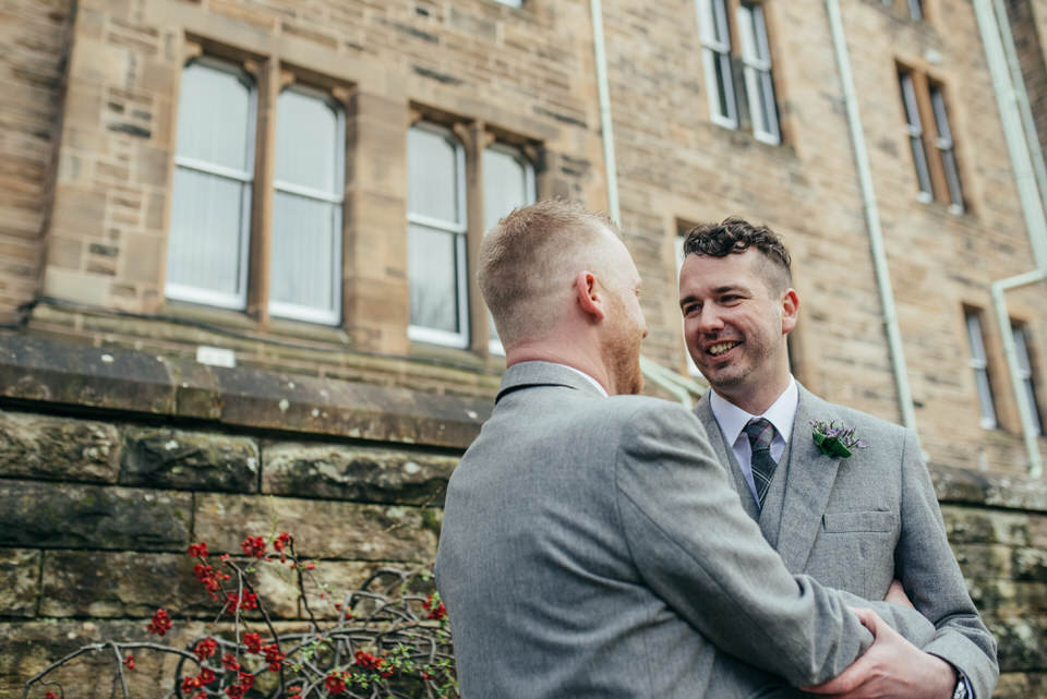 Gay wedding Glasgow University portraits