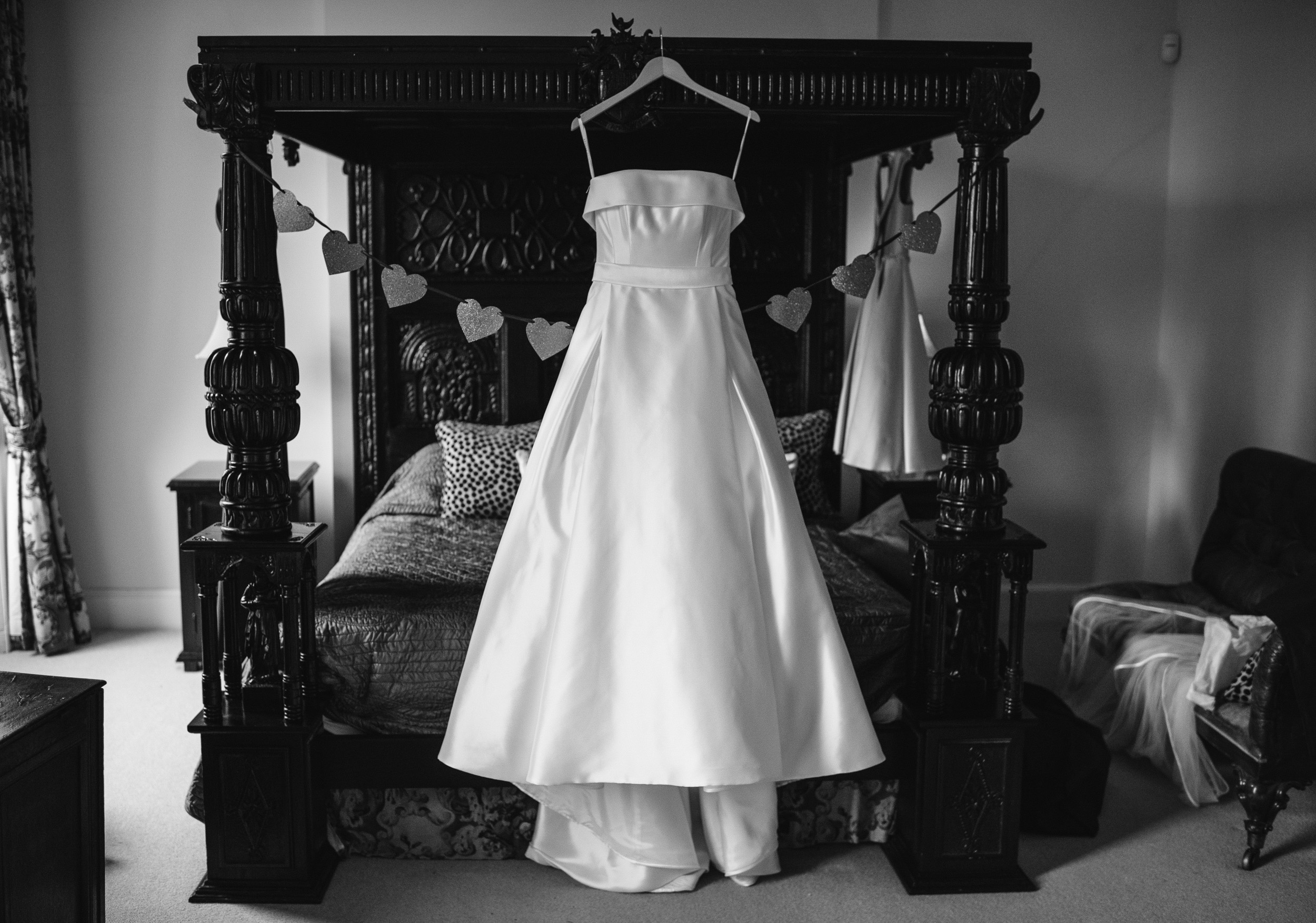 Hanging wedding dress