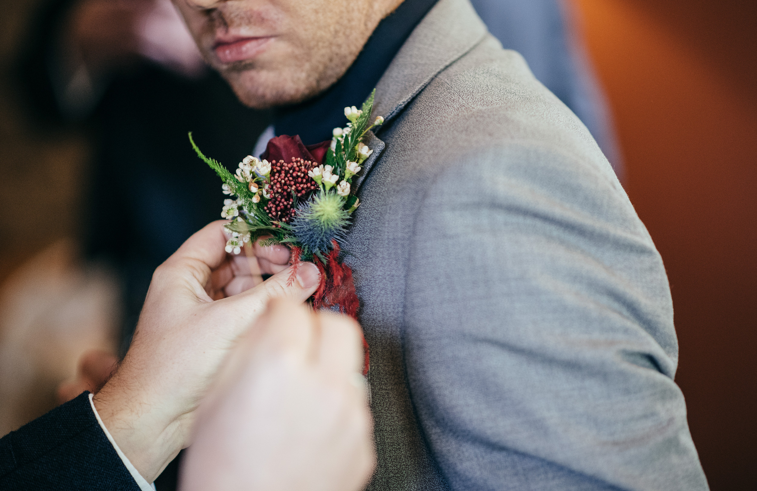 Autumn wedding button holes