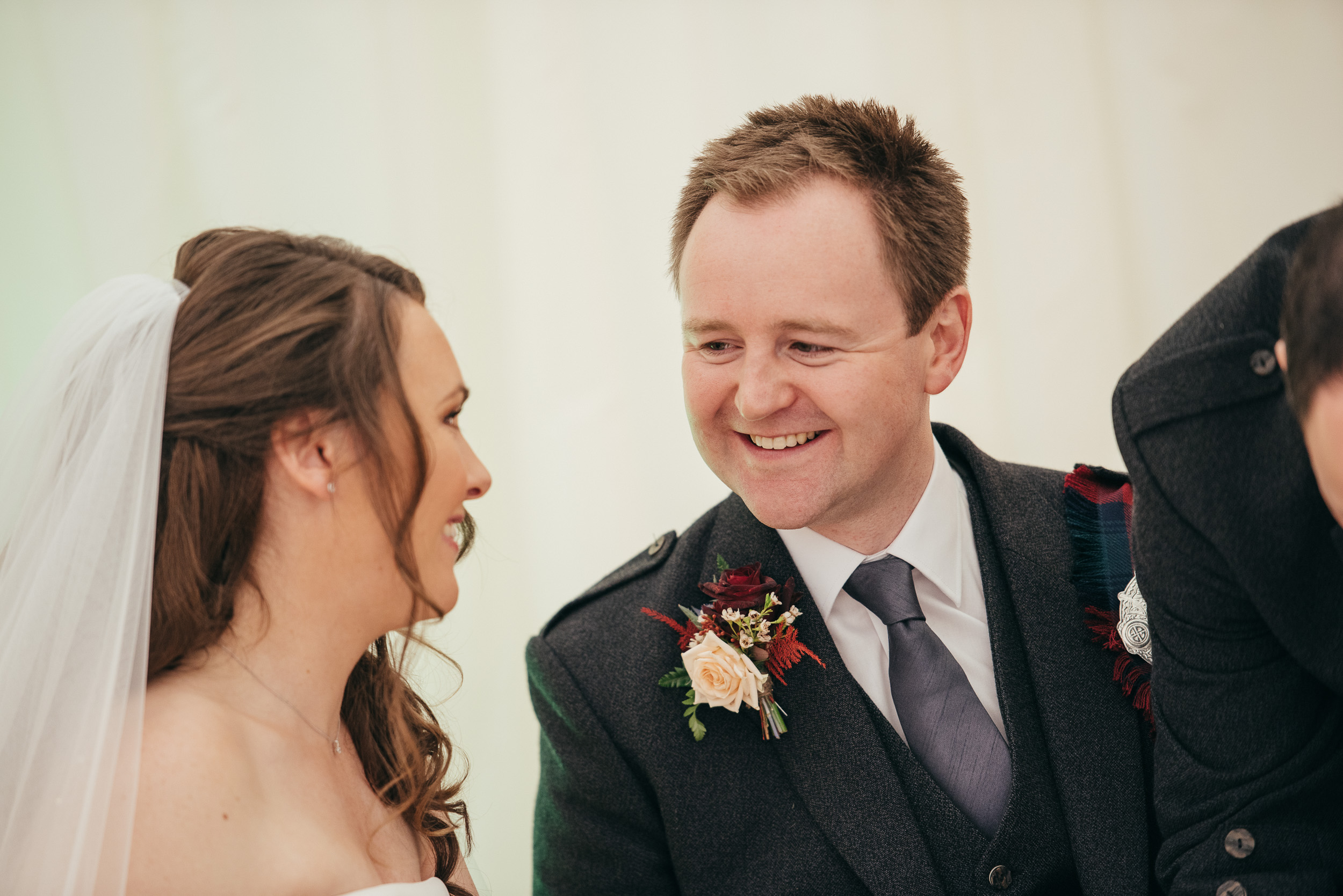 Bride and groom ceremony laughter