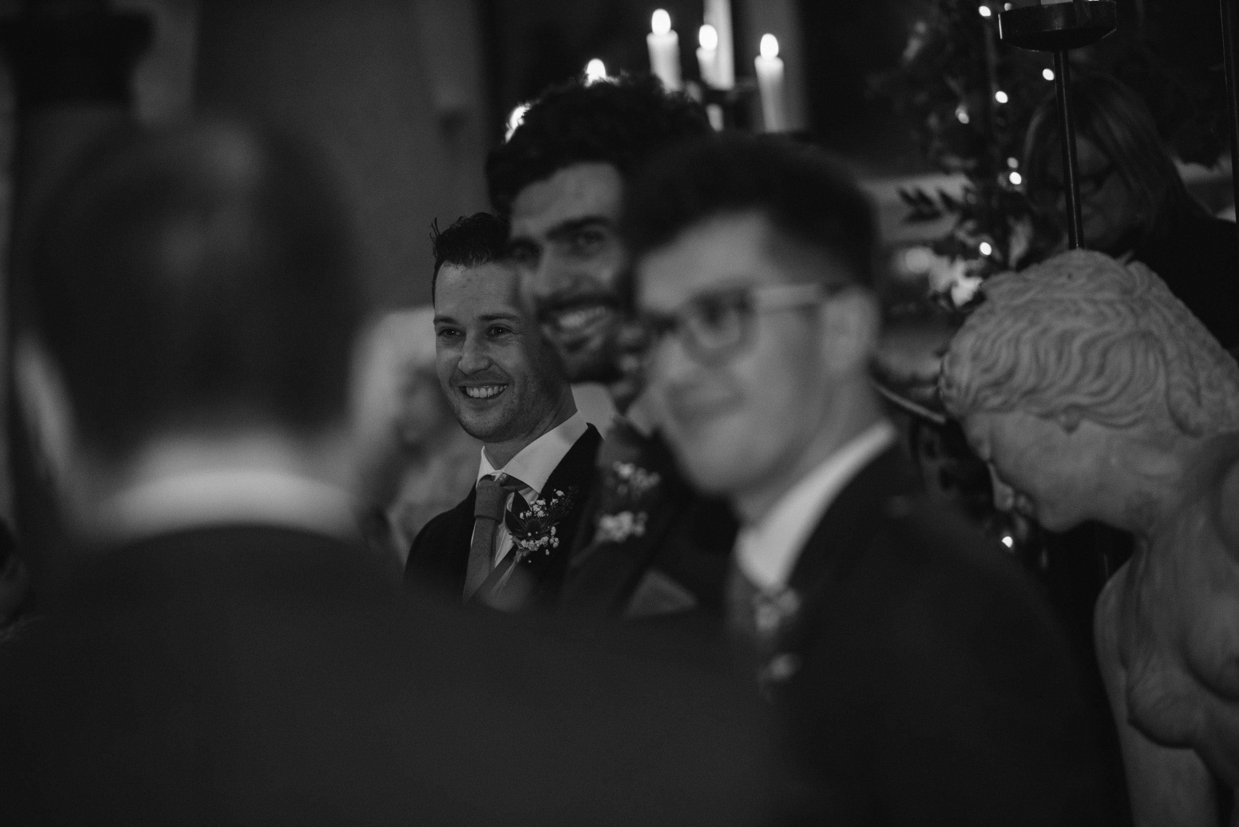 Groom reaction to bride's arrival