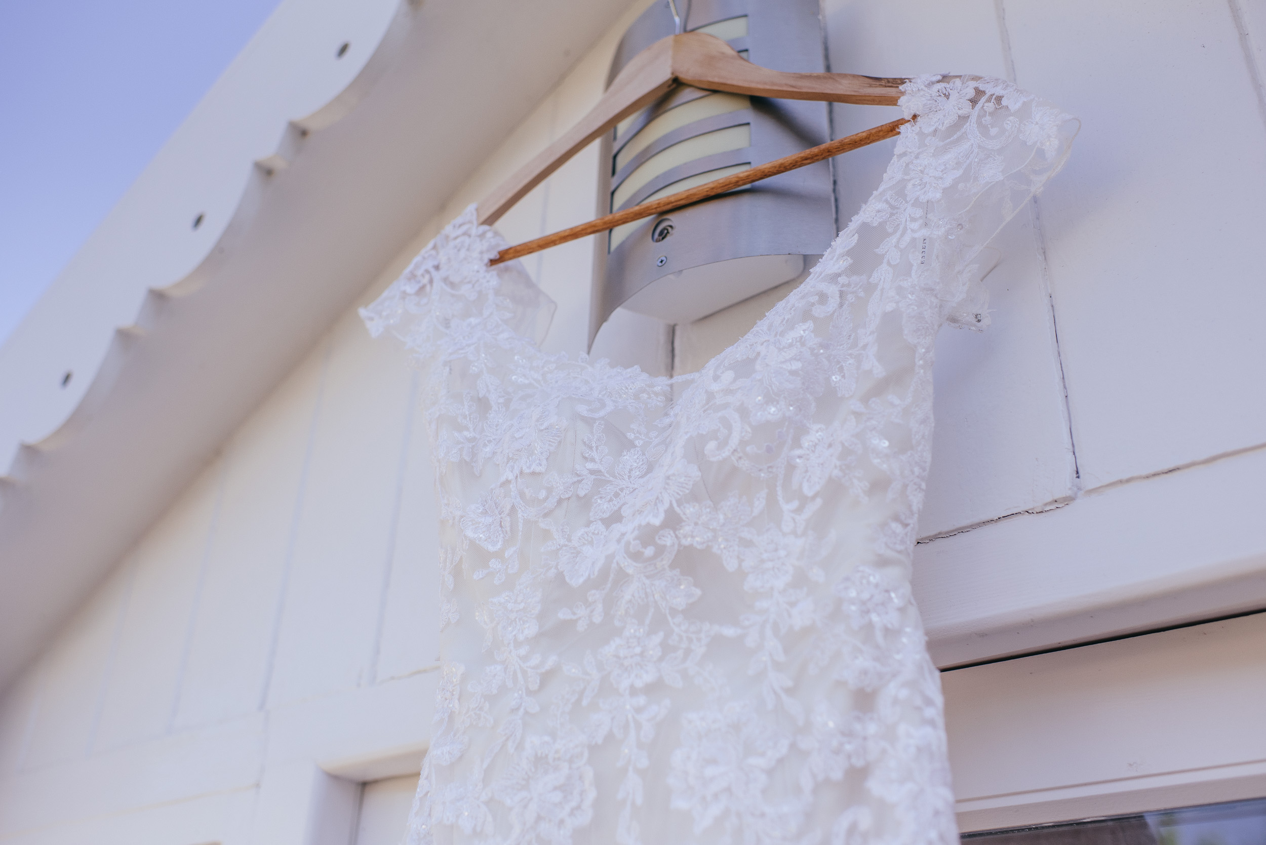 Hanging wedding dress