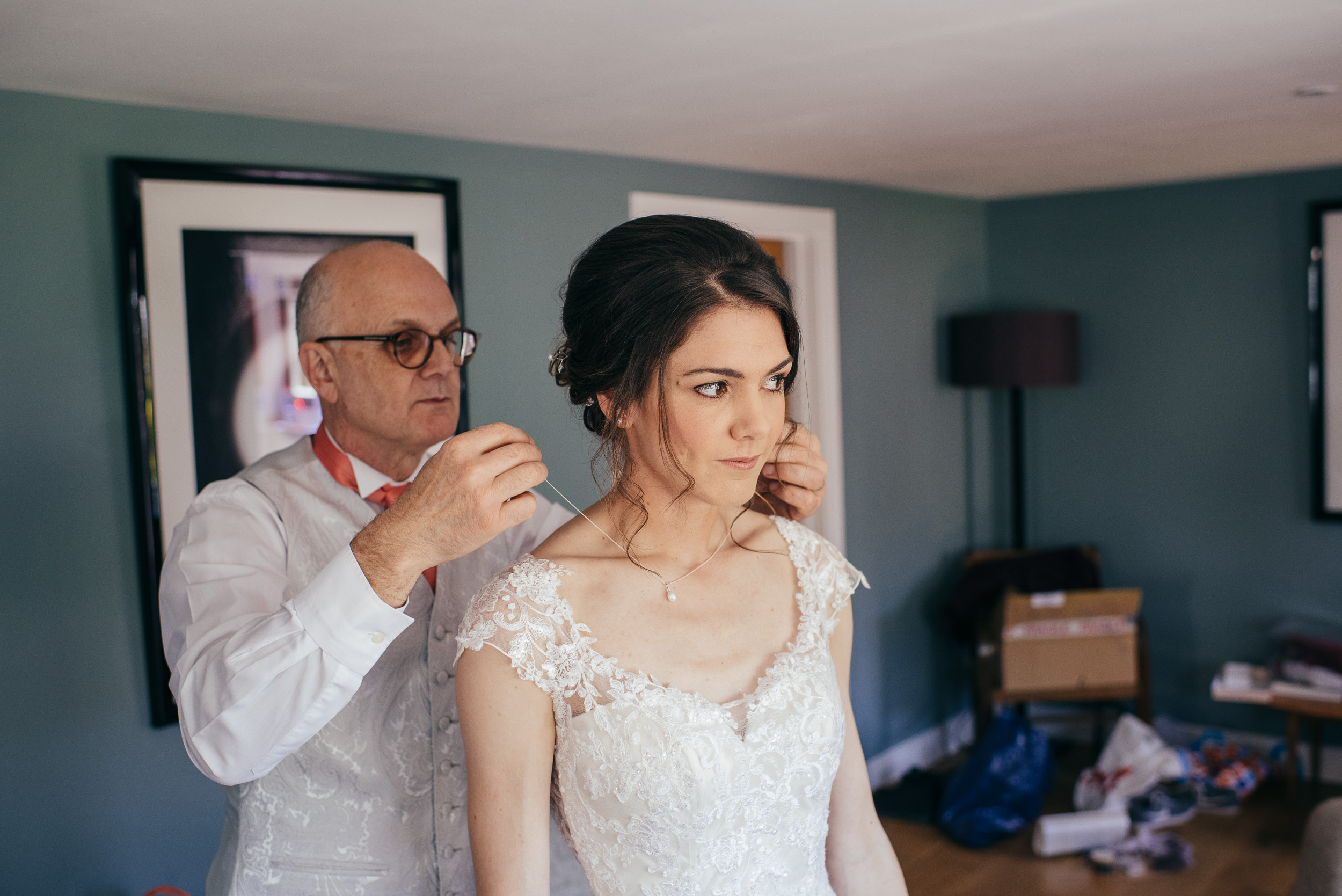 Bride and father Suffolk