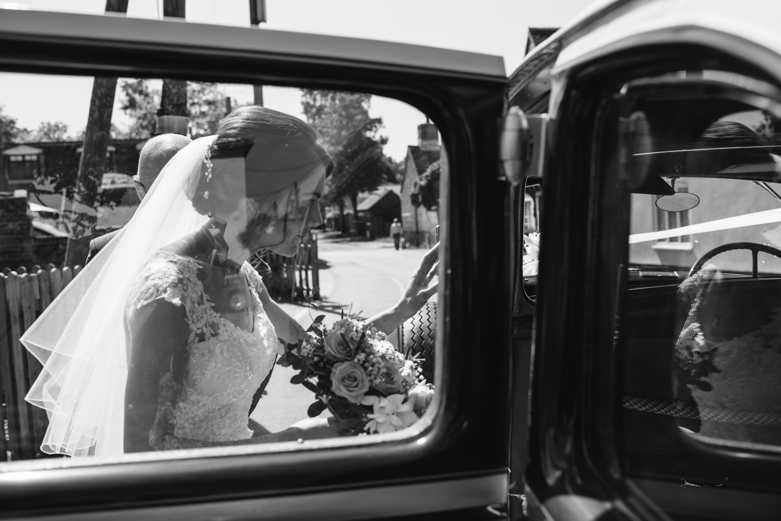 Bride leaving for Suffolk wedding