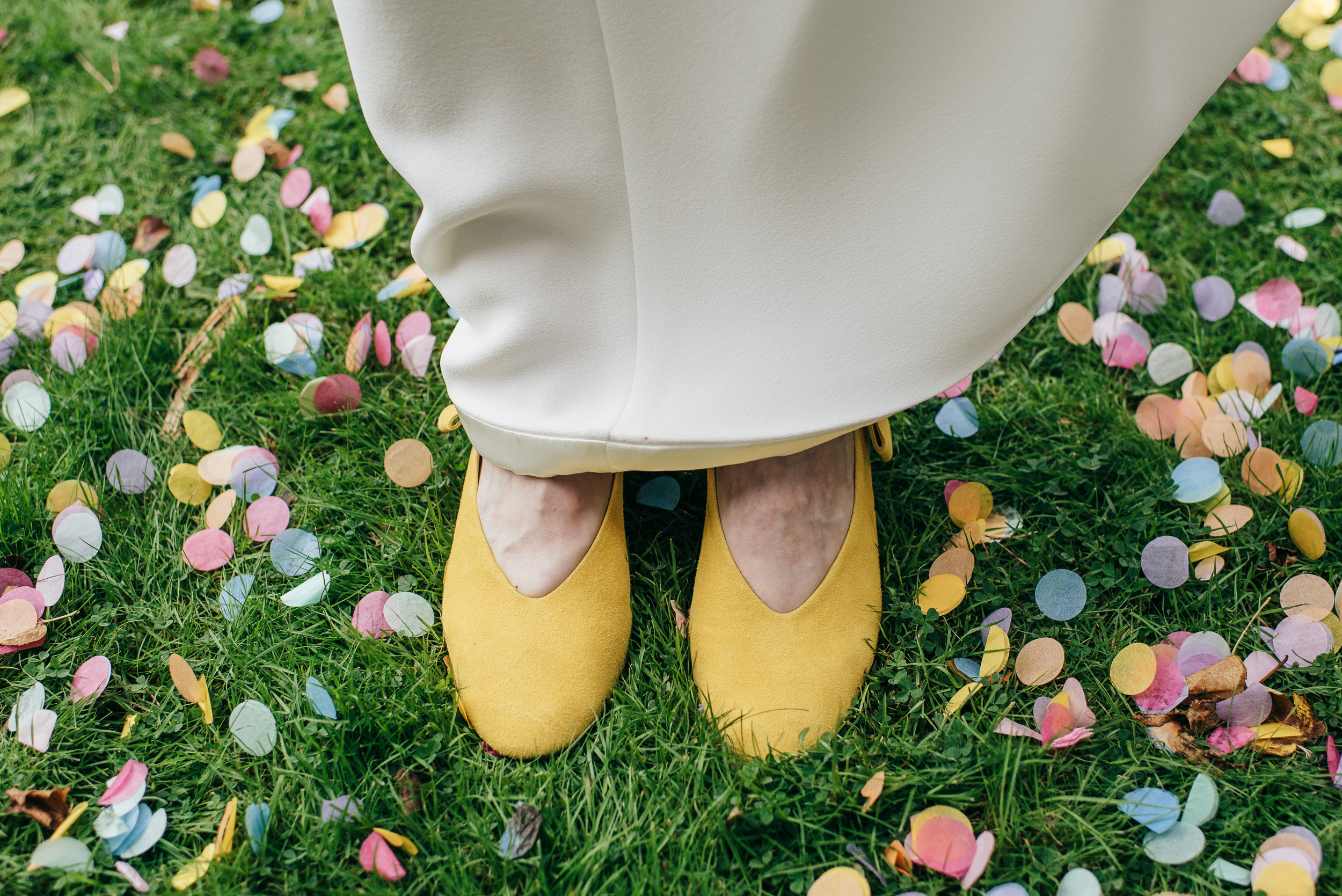 Yellow wedding shoes