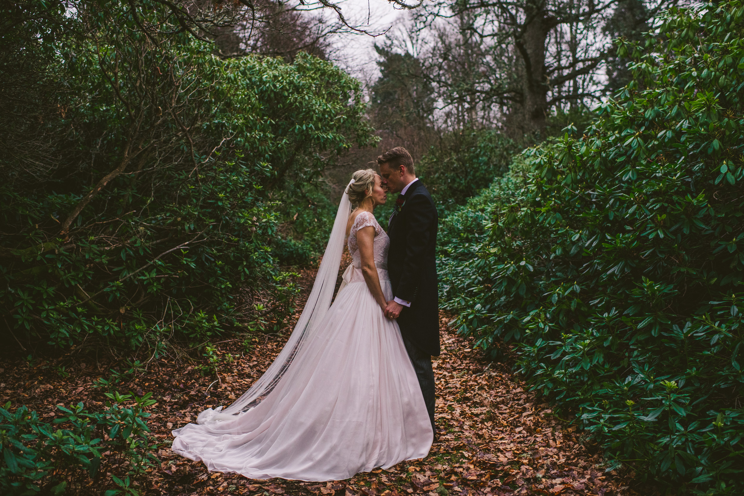 Bride and groom portraits at Cluny Castle