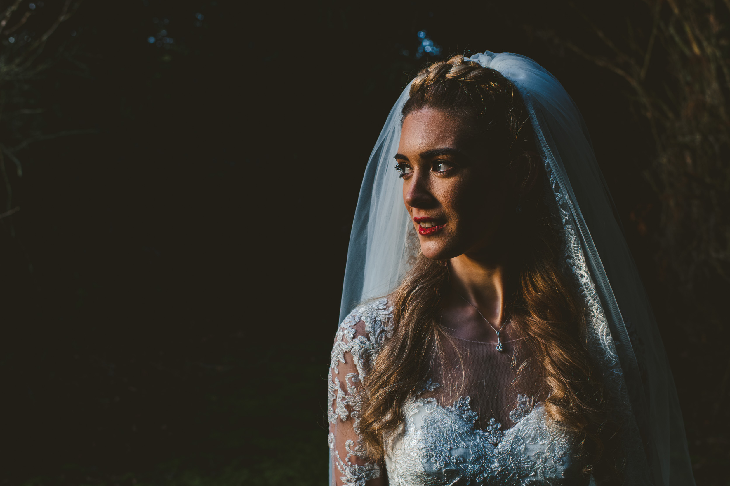 Beautiful winter light bridal portrait