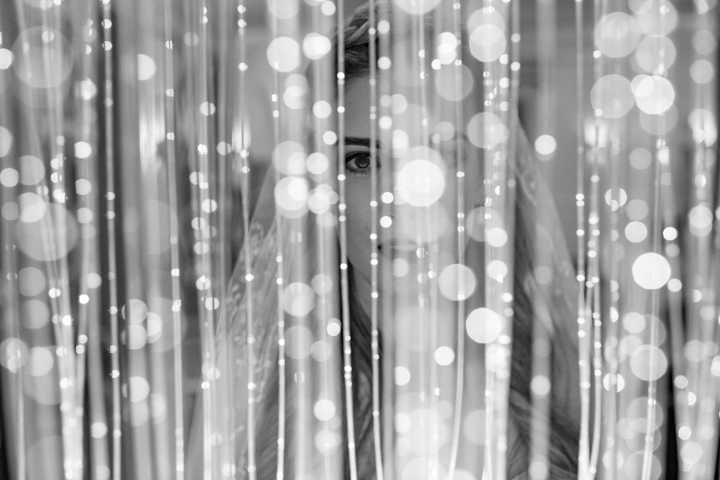 Bride portrait through lights