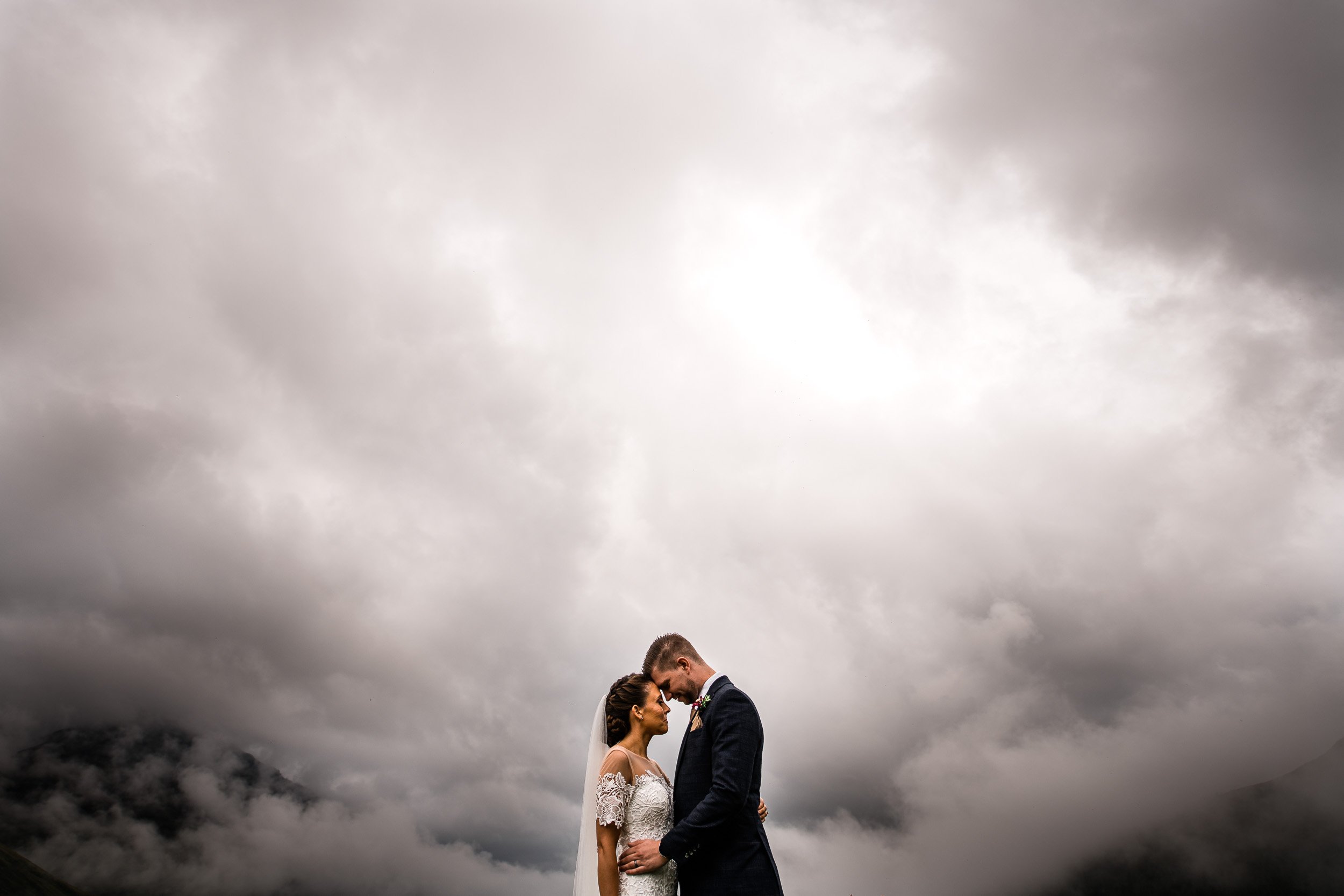 Above the clouds wedding photo