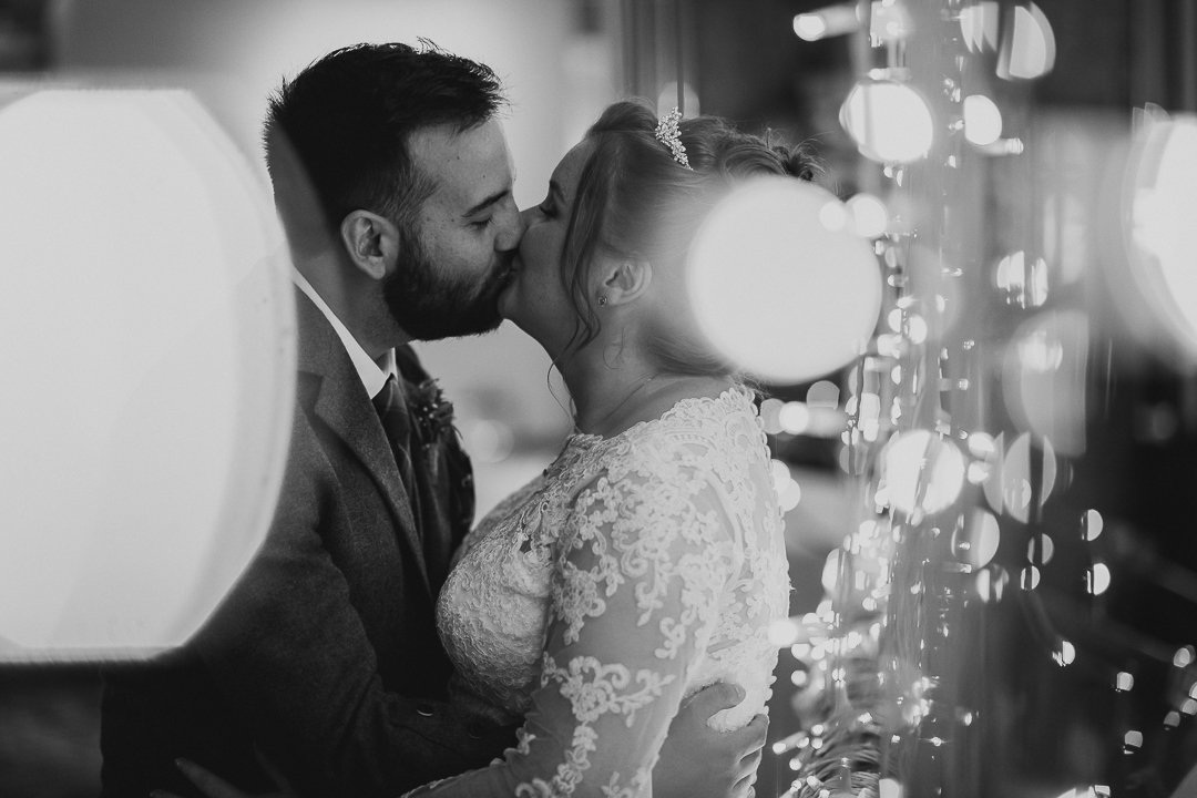 Bride and groom fairy lights