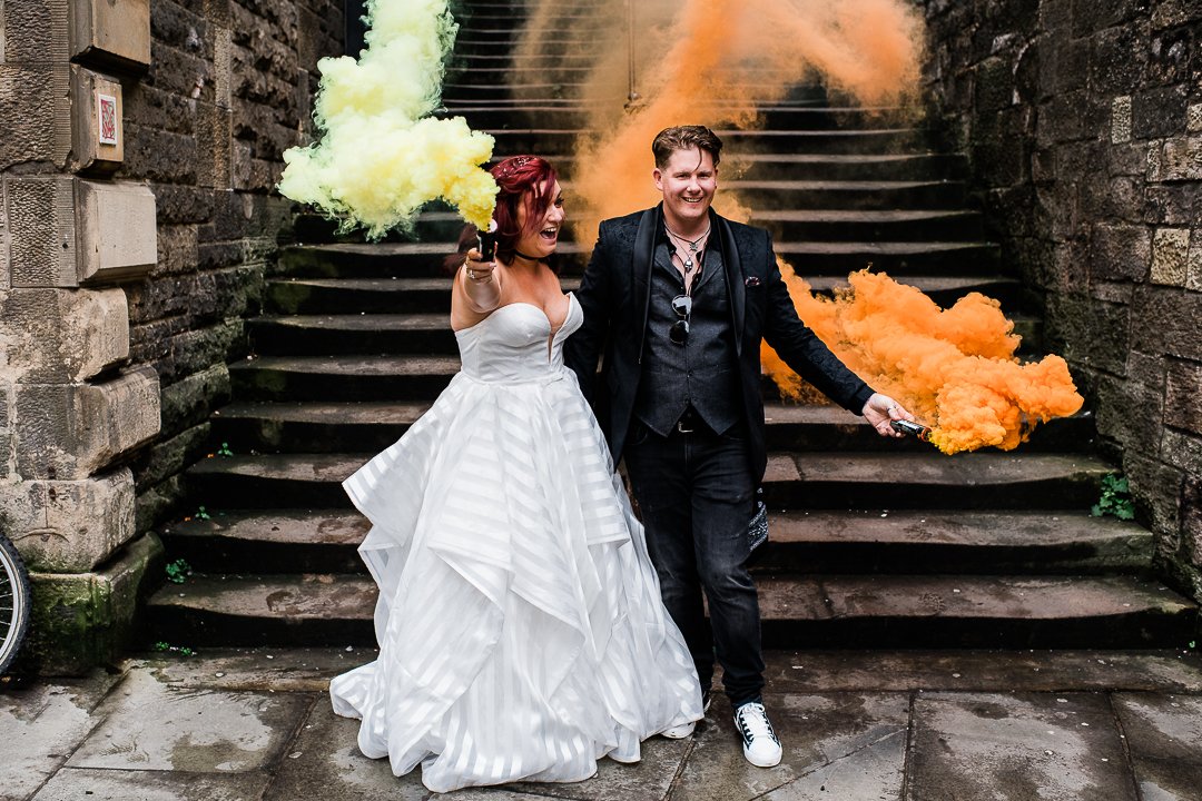 Smoke bomb wedding pictures